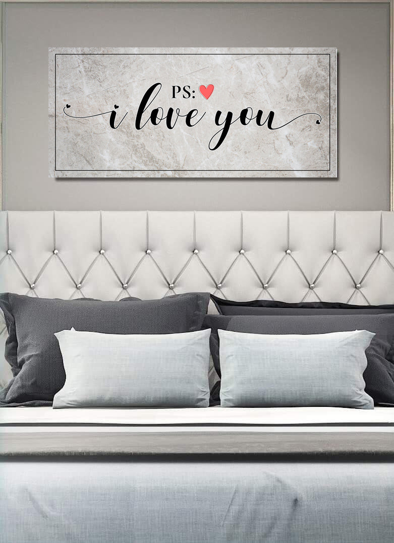 Hot Deal! Ready - to - Hang Couples Wall Art with 'P.S. I Love You' in Wood Frame