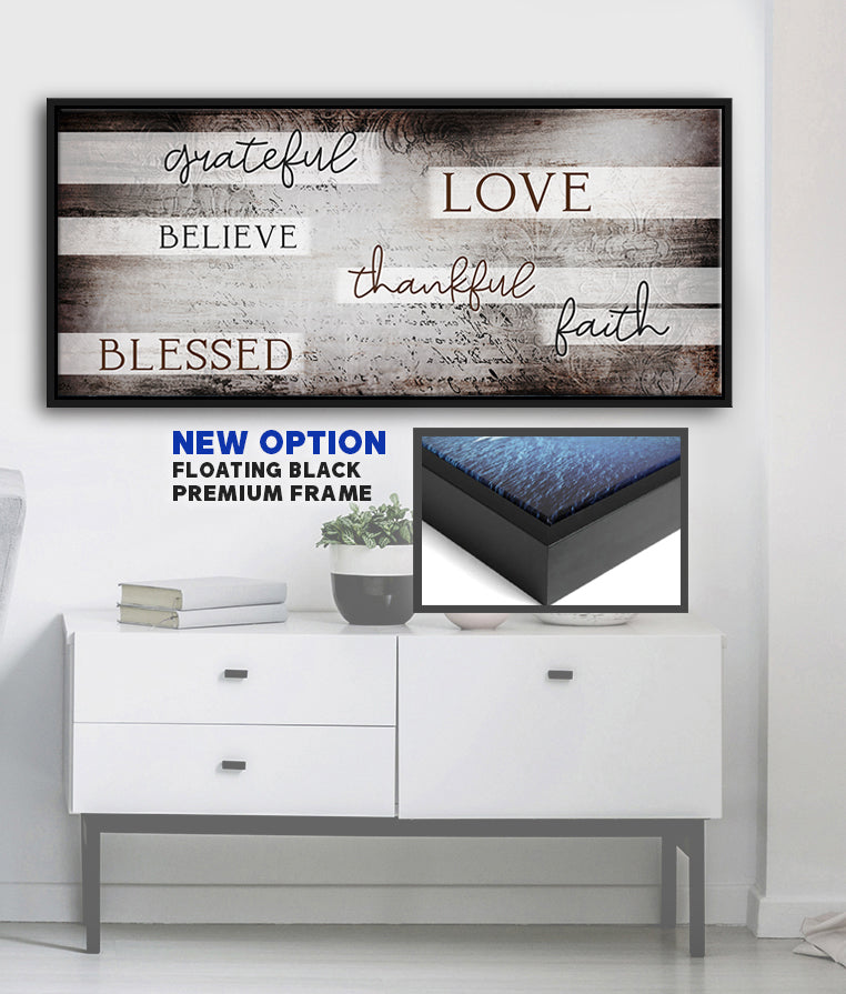 Christian Wall Art - 'Grateful, Love, Believe, Thankful, Faith, Blessed' V3 - Buy 2 Save 20%
