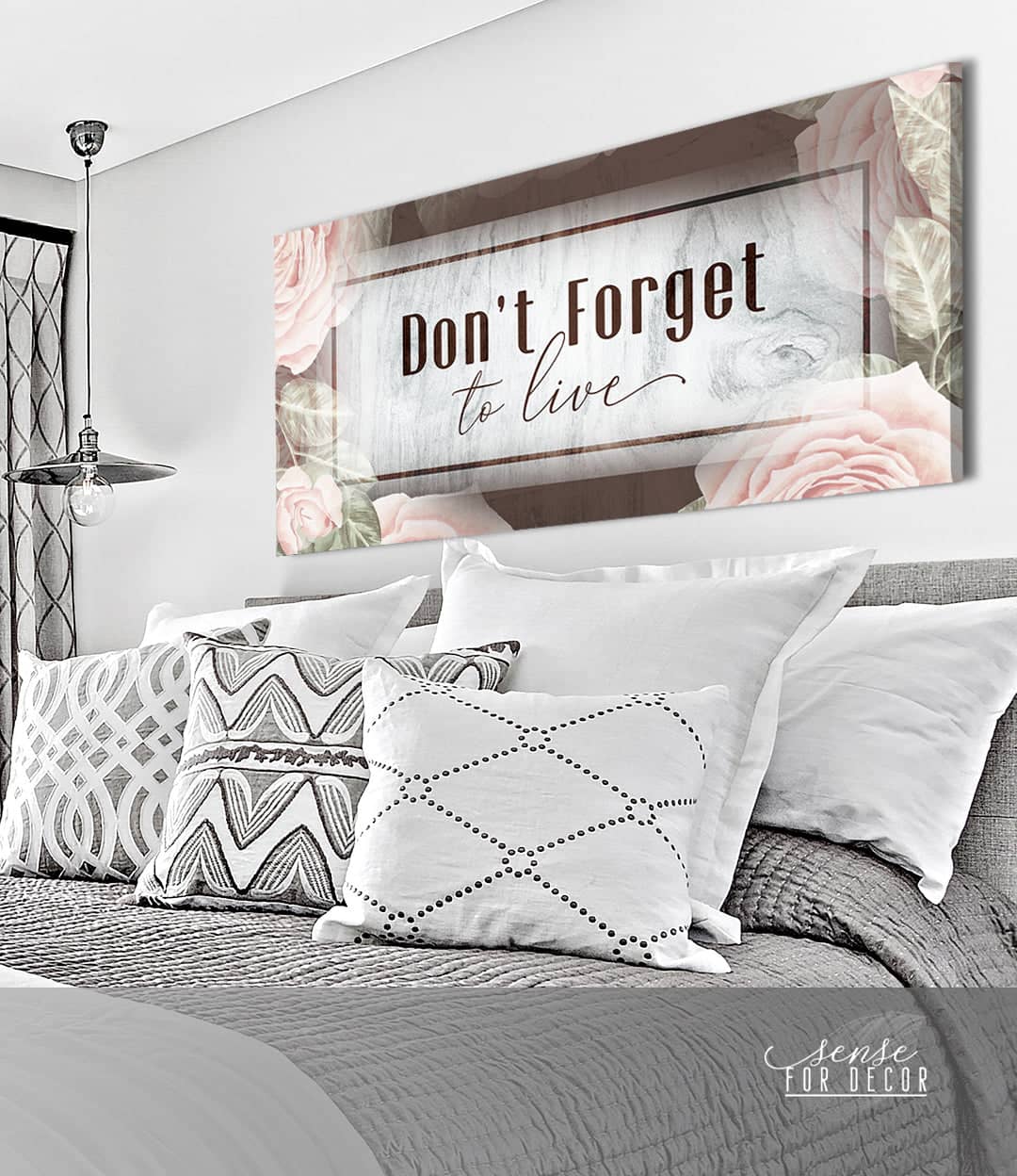 High - Quality Bedroom Wall Art: 'Don't Forget to Live' with Wood Frame, Ready to Hang