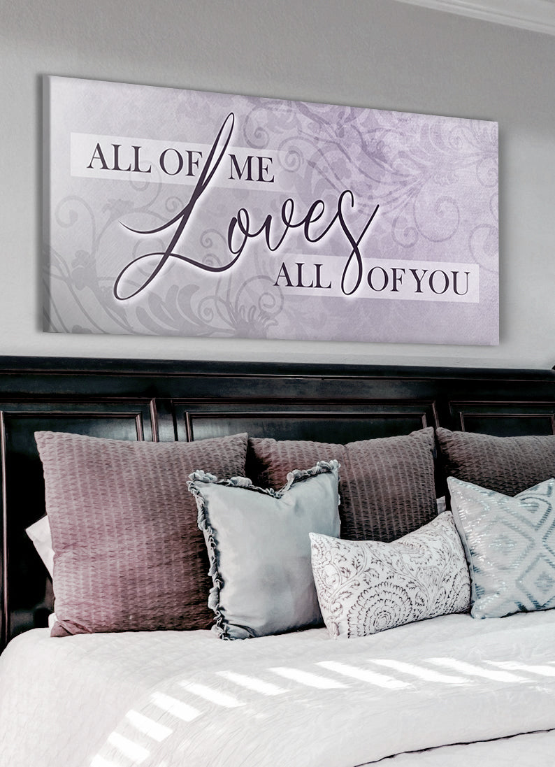 Hot! Couples Wall Art: 'All of Me Loves All of You' V8 - Wood Frame, Ready To Hang