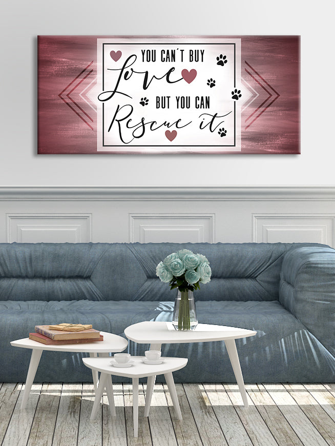 Promo! High - Quality Wood - Framed Pet Wall Art: Rescue Love, Can't Buy It