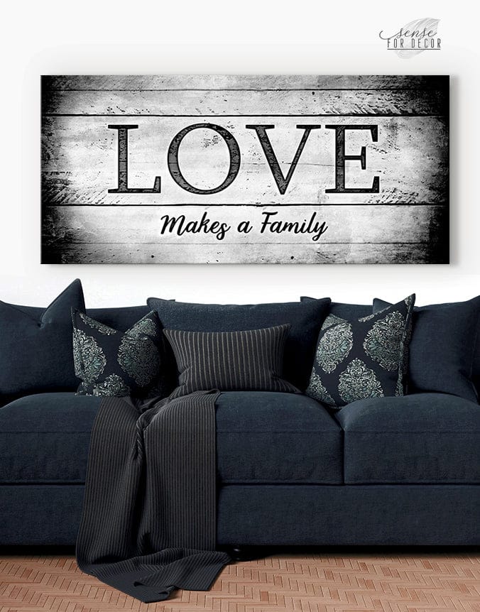 High - Quality Wood - Framed Family Wall Art: Love Forms a Family, Ready to Hang