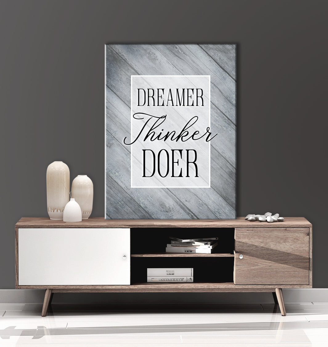 Hot! Business Wall Art - Dreamer Doer Thinker, Wood Frame, Ready To Hang