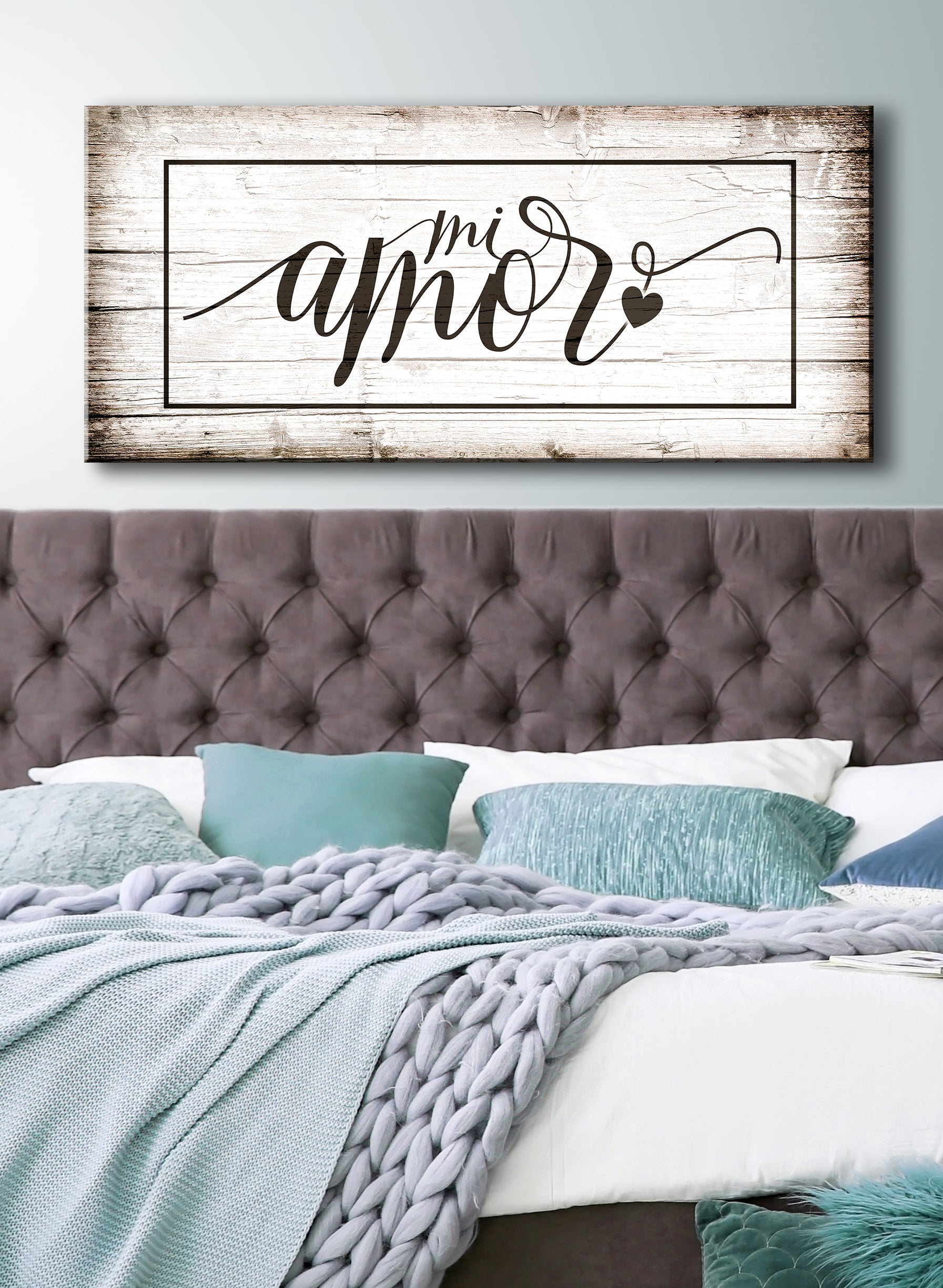 High - Quality Spanish Wall Art 'Mi Amor' with Wood Frame, Ready to Hang