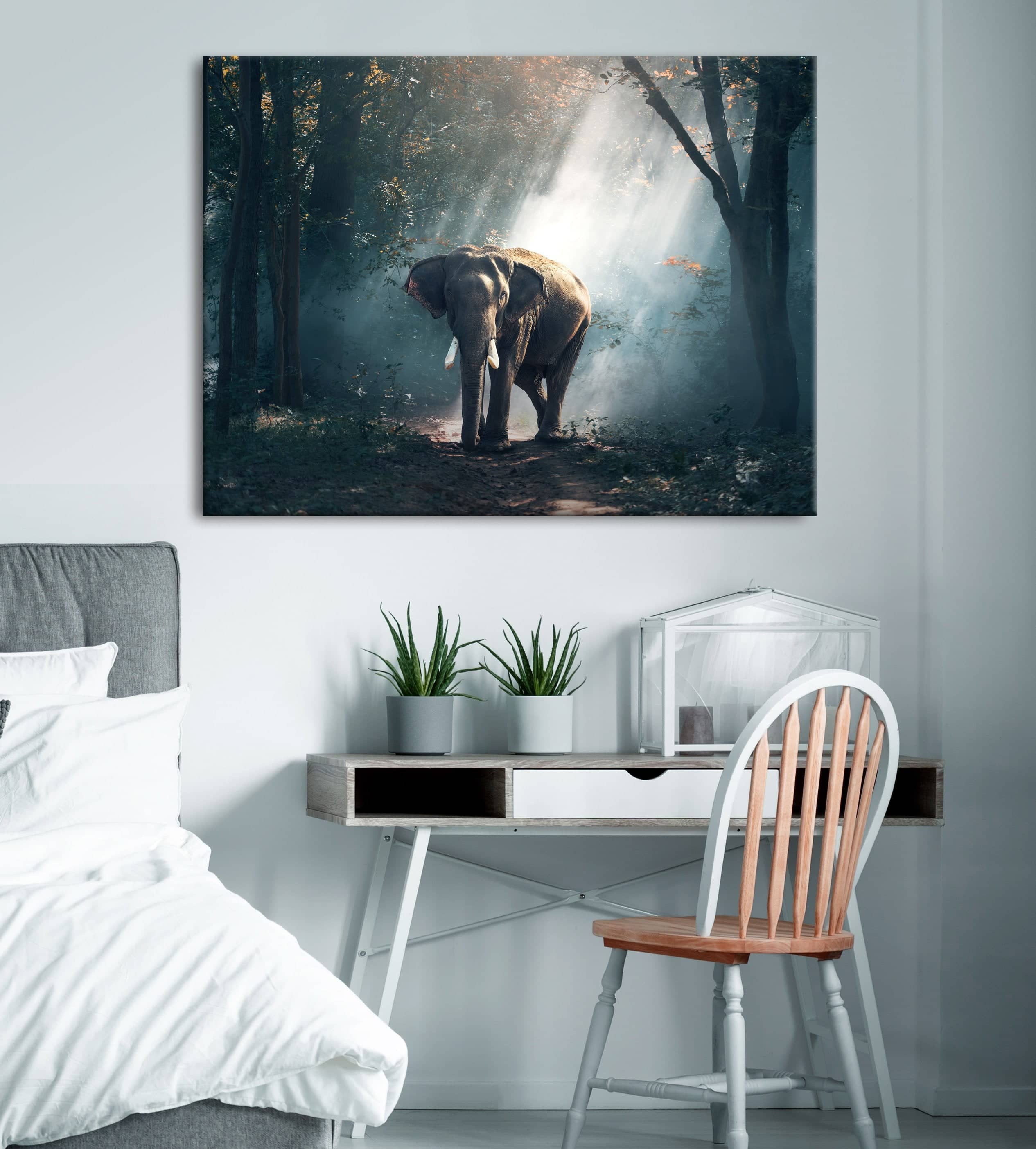 Ready-to-Hang Elephant Animal Wall Art with Wood Frame - Buy 2, Save 20%