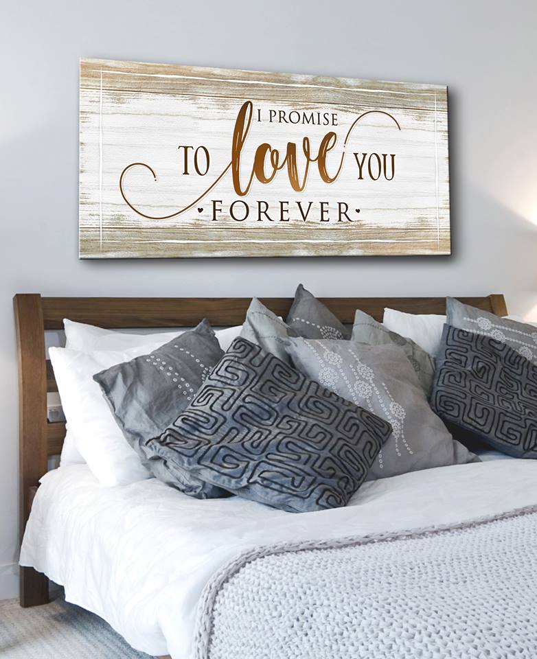Hot! Couples Wall Art - 'I Promise To Love You Forever' (Wood Frame, Ready To Hang)