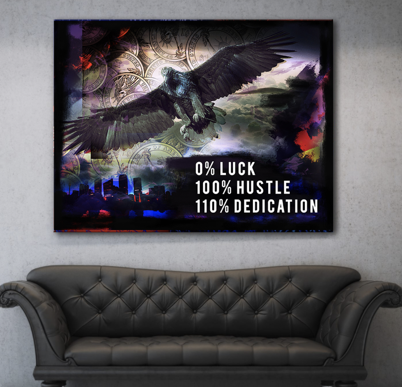 Limited-Time Offer! High-Quality Business Wall Art - 0% Luck And Dedication in Wood Frame, Ready to Hang