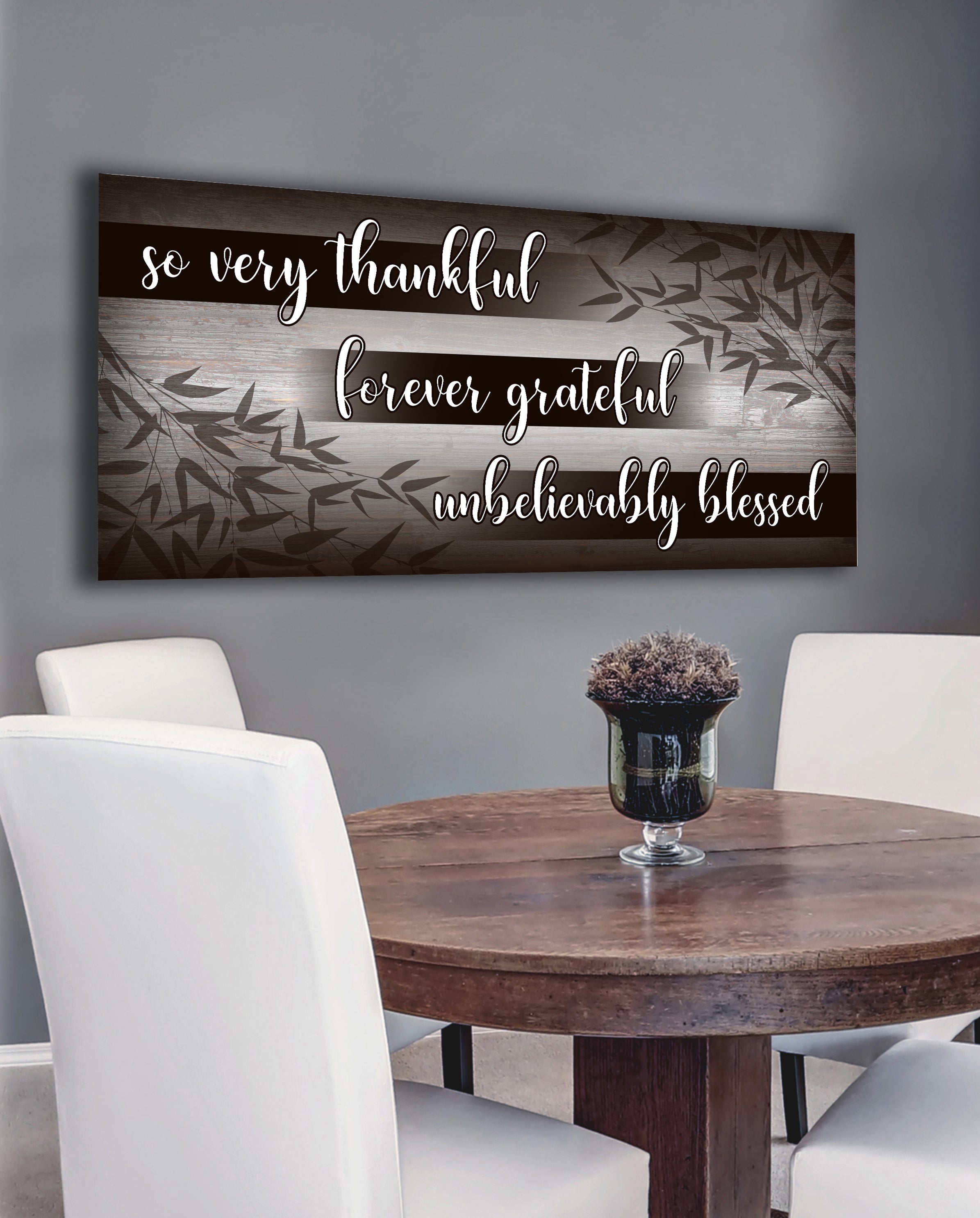 Exclusive Christian Wall Art: So Very Thankful V8 - Wood Frame, Ready To Hang!