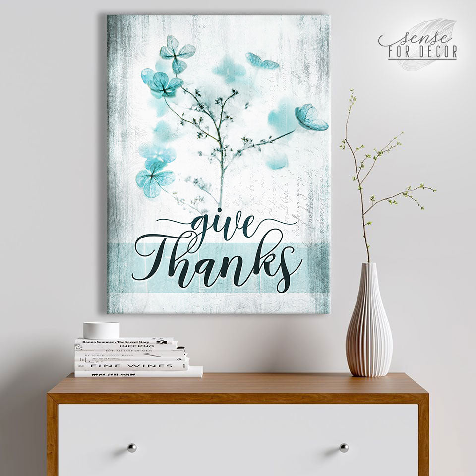 Christian Wall Art: Give Thanks V3 - Wood Frame, Ready to Hang! Buy 2, Save 20%