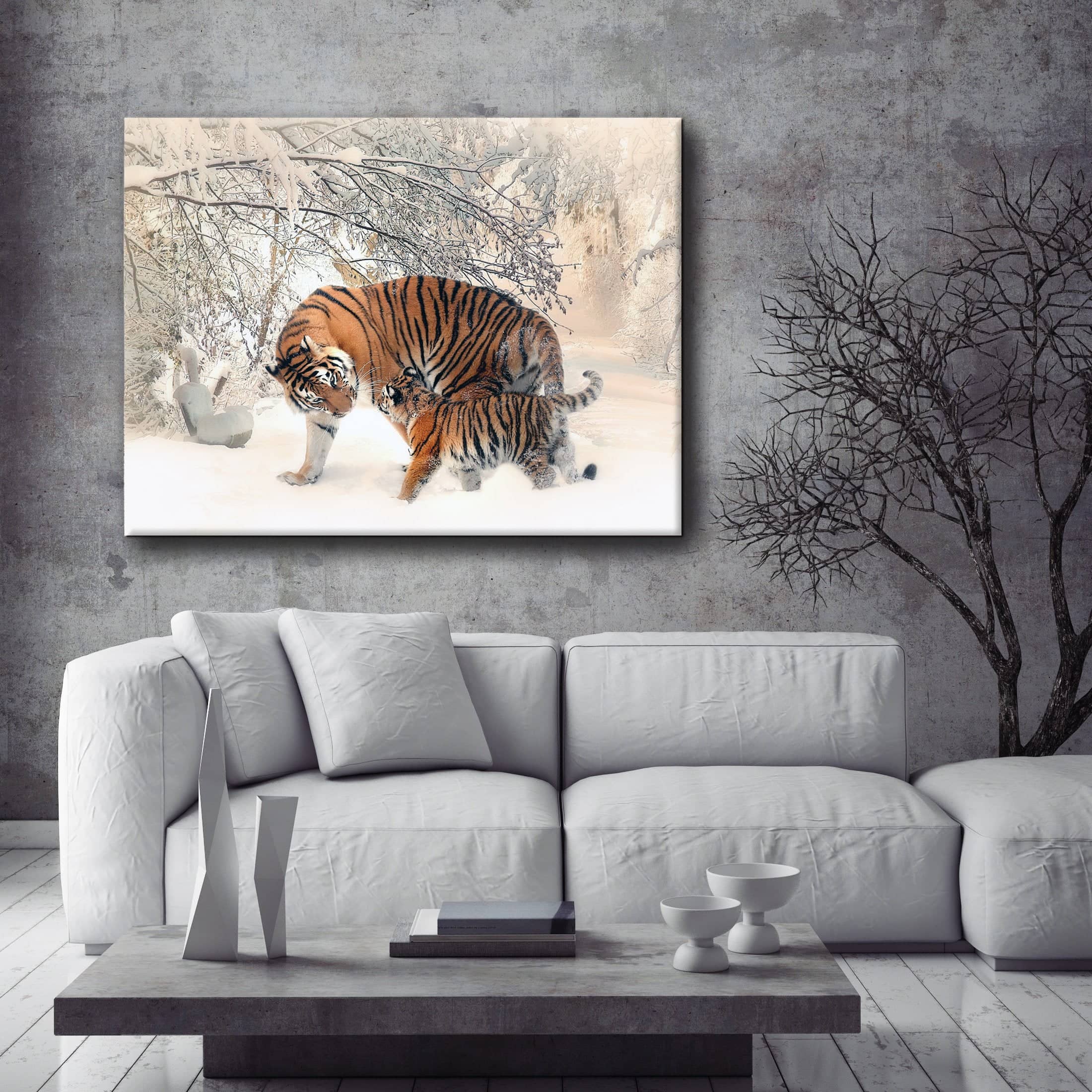 Exclusive Tiger Animal Wall Art with Wood Frame - Ready to Hang! Buy 2, Save 20%