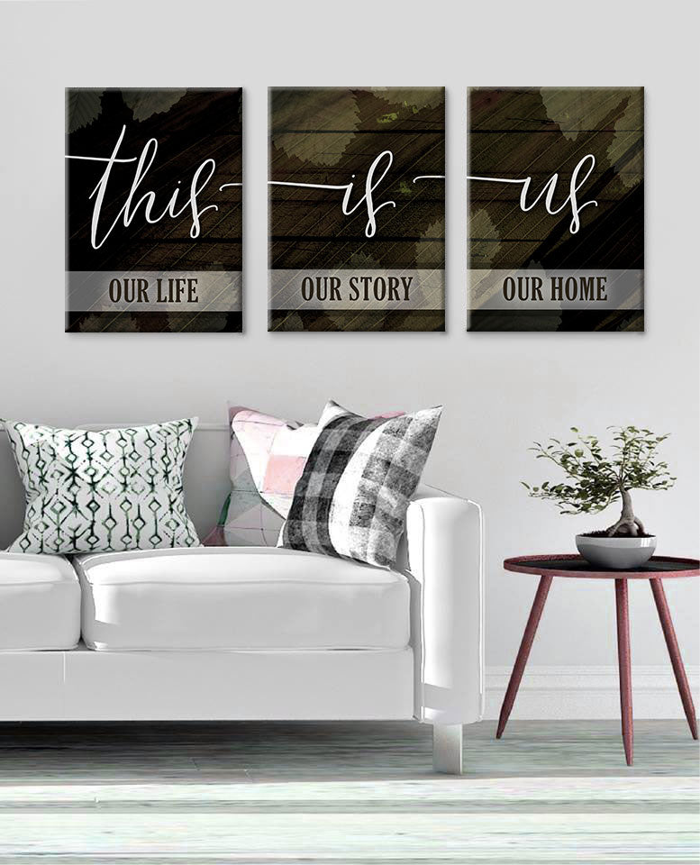 Hot! Couples Wall Art Set of 3 V2 - Wood Frame, Ready To Hang