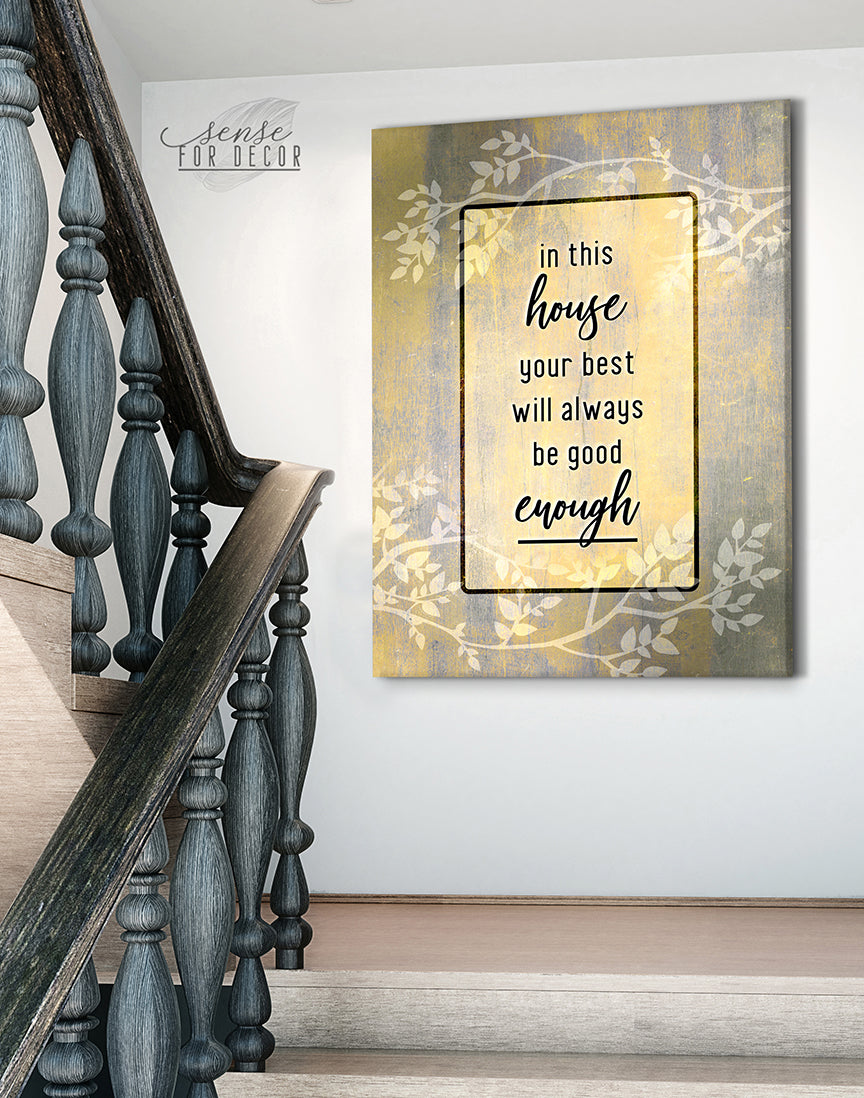 Hot! Ready - To - Hang Wood - Framed Home Wall Art: 'In This House You're Best'