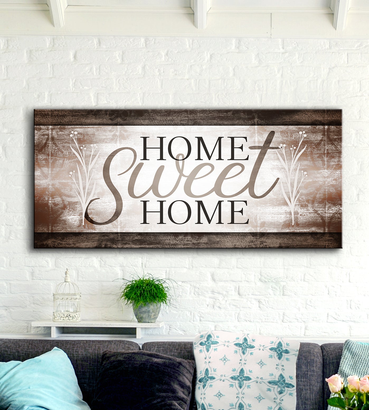 Hot Deal! Ready - To - Hang 'Home Sweet Home V7' Wall Art with Wood Frame
