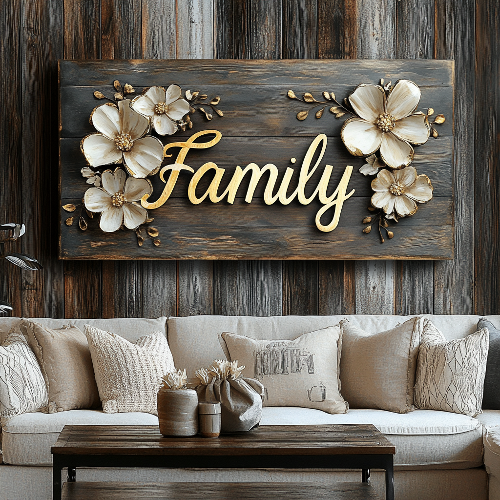 High - Quality Family Word Sign V24 for Wall Decor