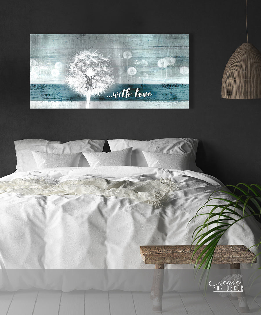 Christian Wall Art: 'With Love Dandelion' in Wood Frame, Ready to Hang - Buy 2 Get 20% Off!