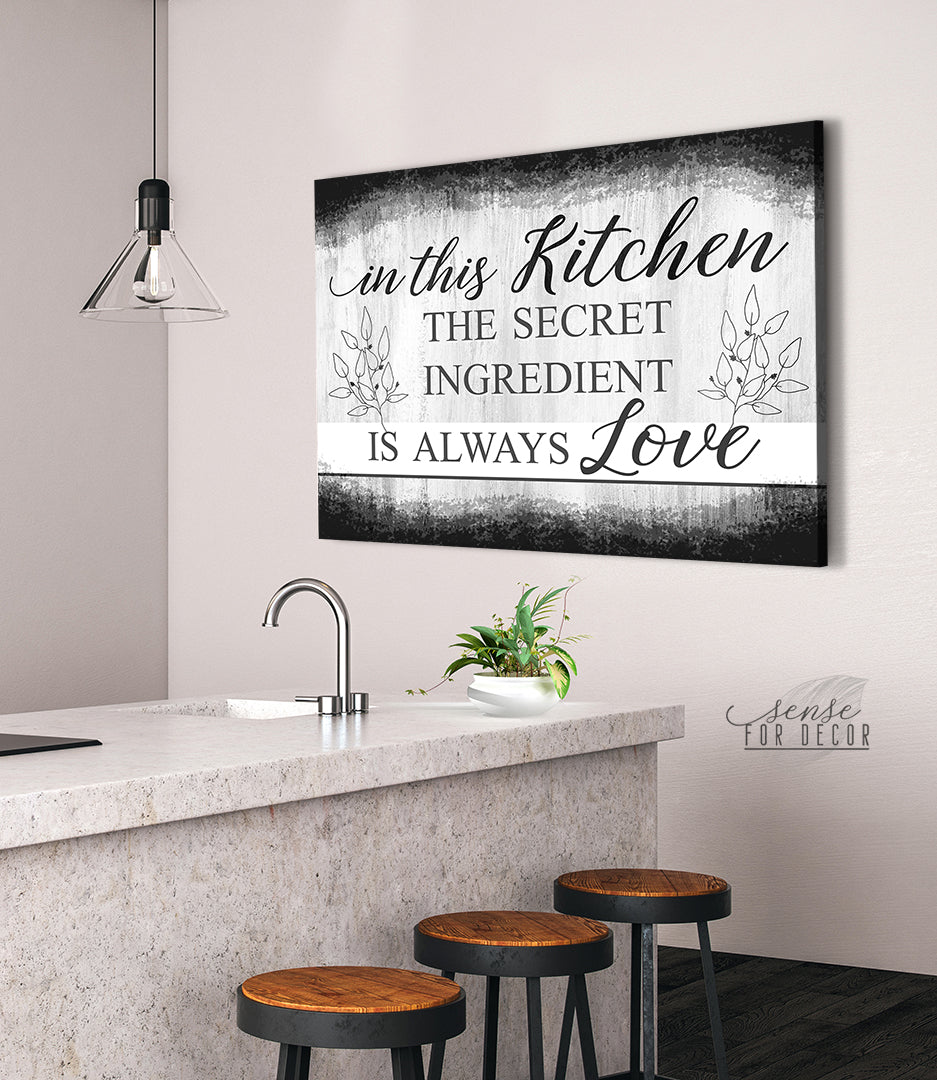 High - Quality Wood - Framed Kitchen Wall Art: The Secret Ingredient, Ready To Hang