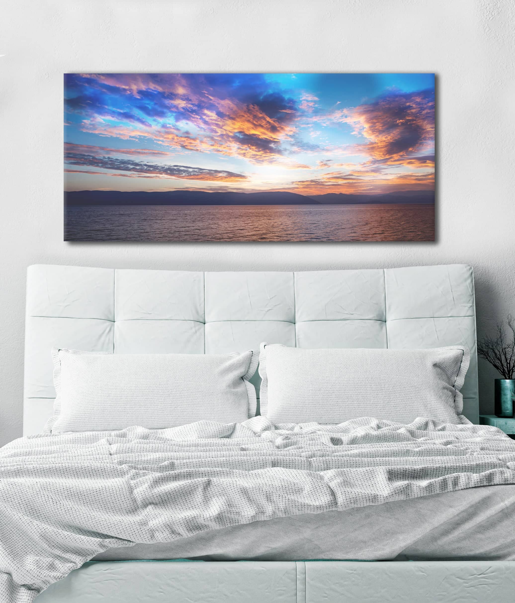 Exclusive! Ready-to-Hang Sky Calm Pastels Bedroom Wall Art with Wood Frame