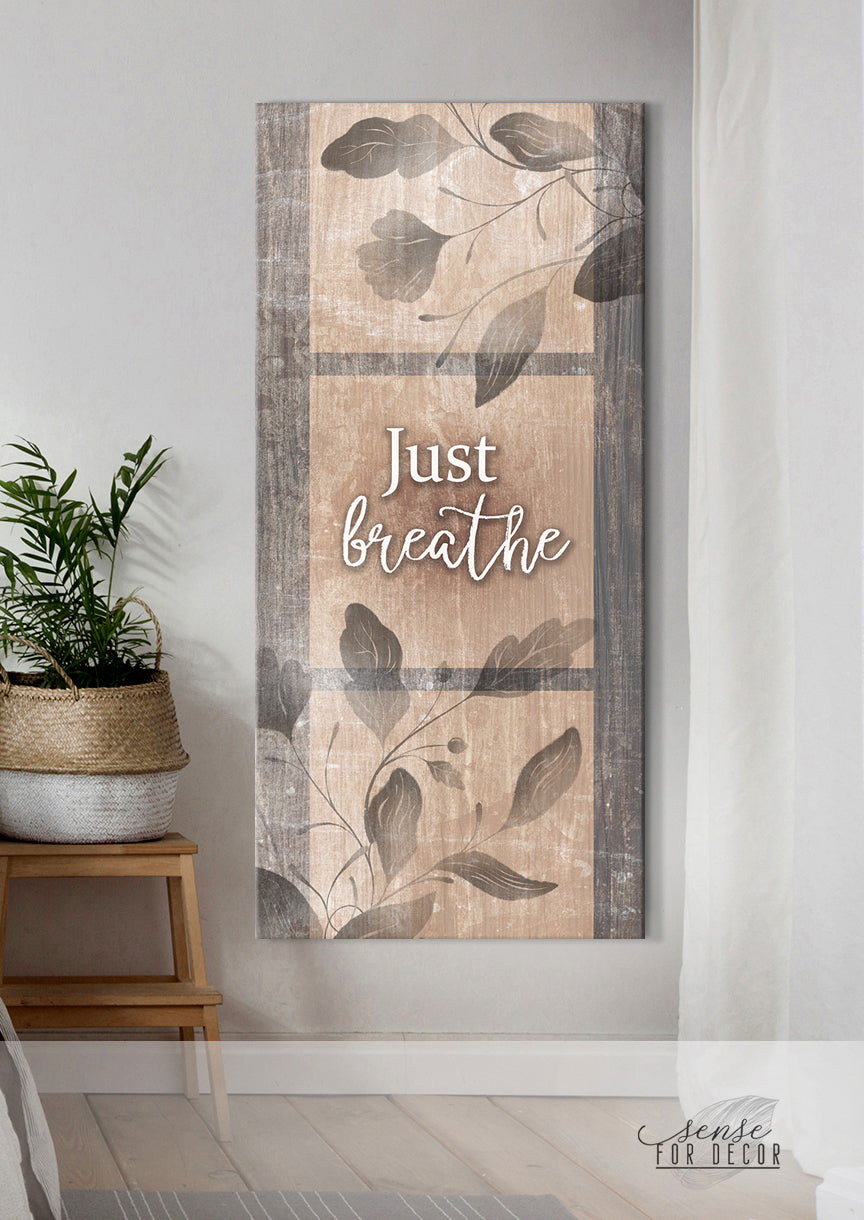 Ready-To-Hang Wood Frame Home Wall Art: Just Breathe V20