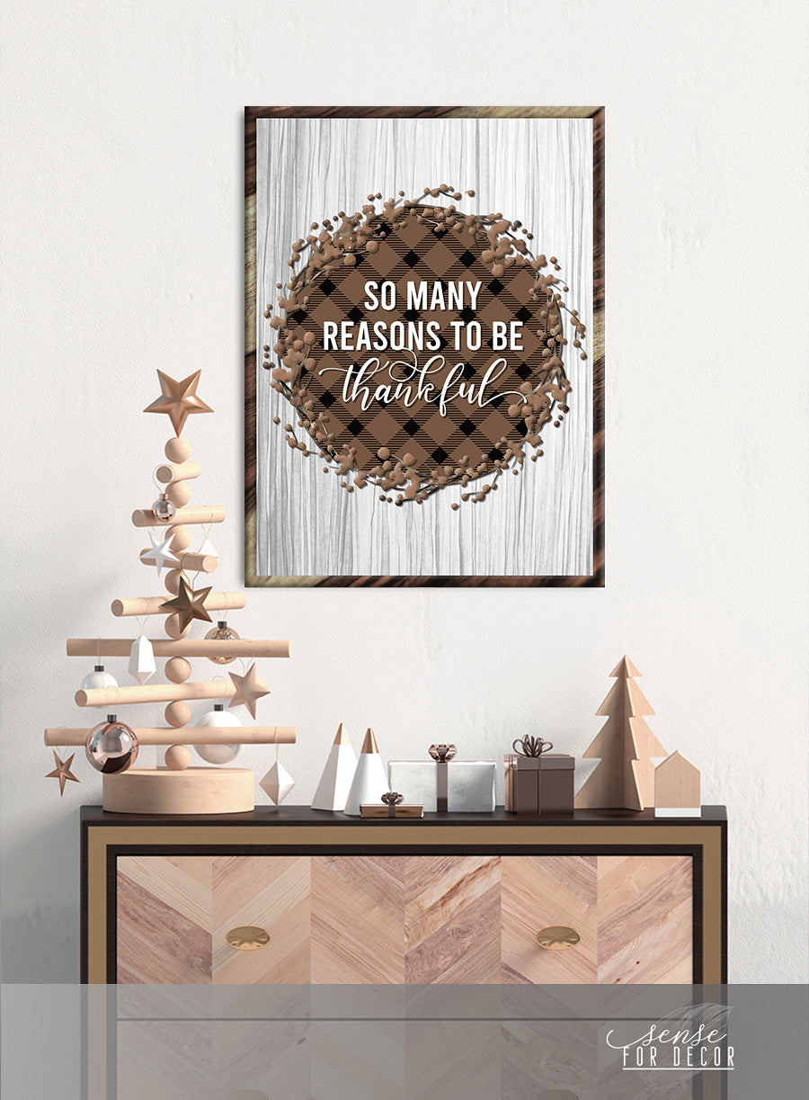 Christian Wall Art - So Many Reasons To Be Thankful, Wood Frame, Ready To Hang! Buy 2 Save 20%