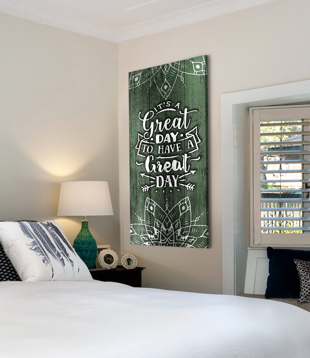 Boho Home Wall Art: 'It's a Great Day' - Wood Frame, Ready to Hang! Buy 2, Save 20%