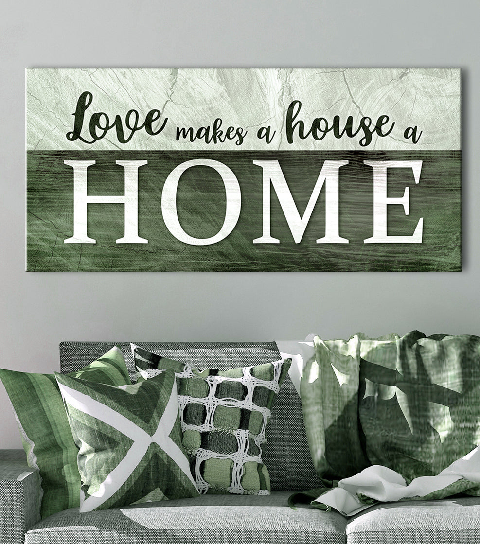 High - Quality Wood - Framed Wall Art: Love Transforms House into Home V4 (Ready to Hang)