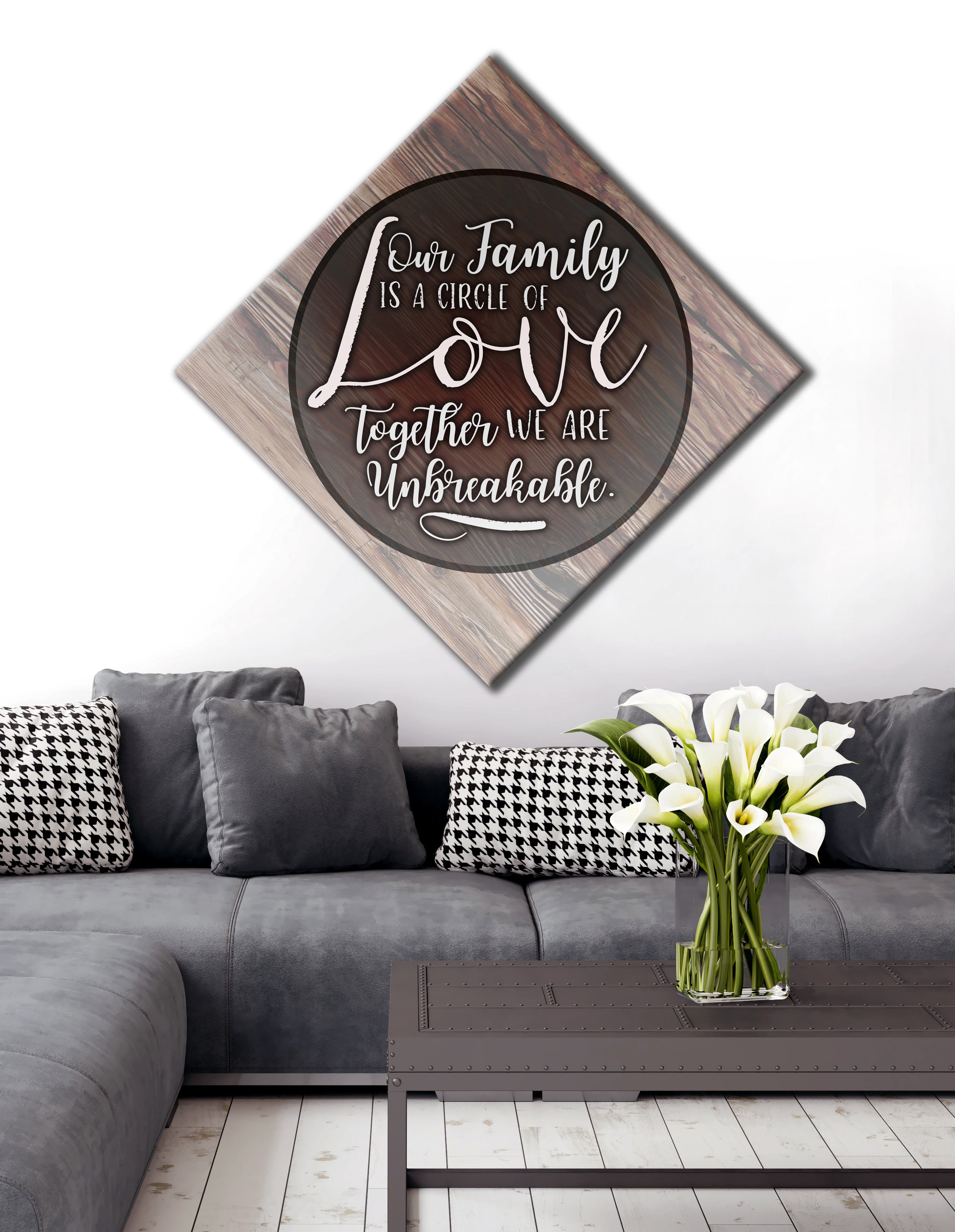 High - Quality Wood - Framed Family Wall Art: A Circle of Love, Ready to Hang