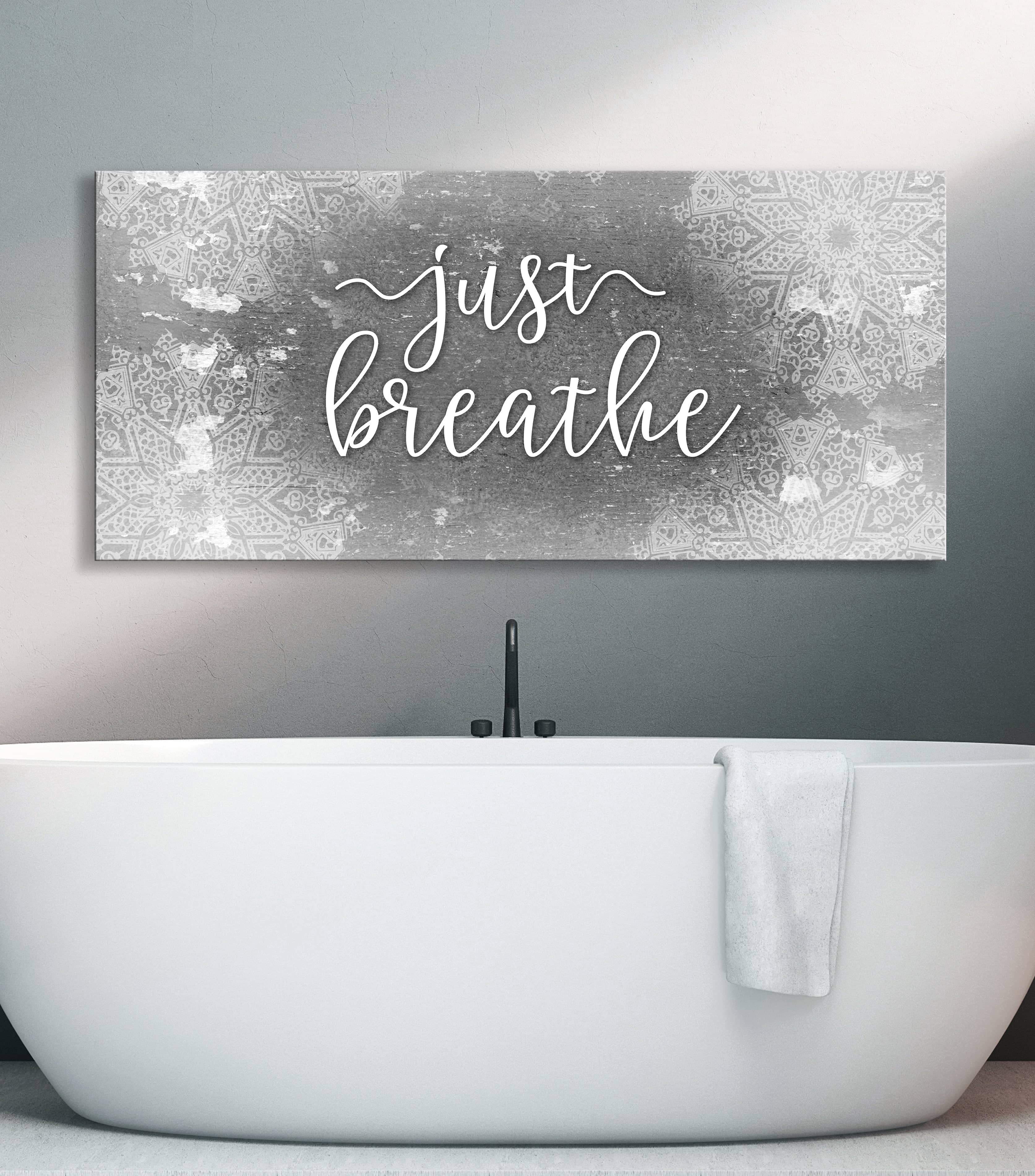 Just Breathe V5 Bathroom Wall Art (Wood Frame, Ready to Hang) - Buy 2, Save 20%
