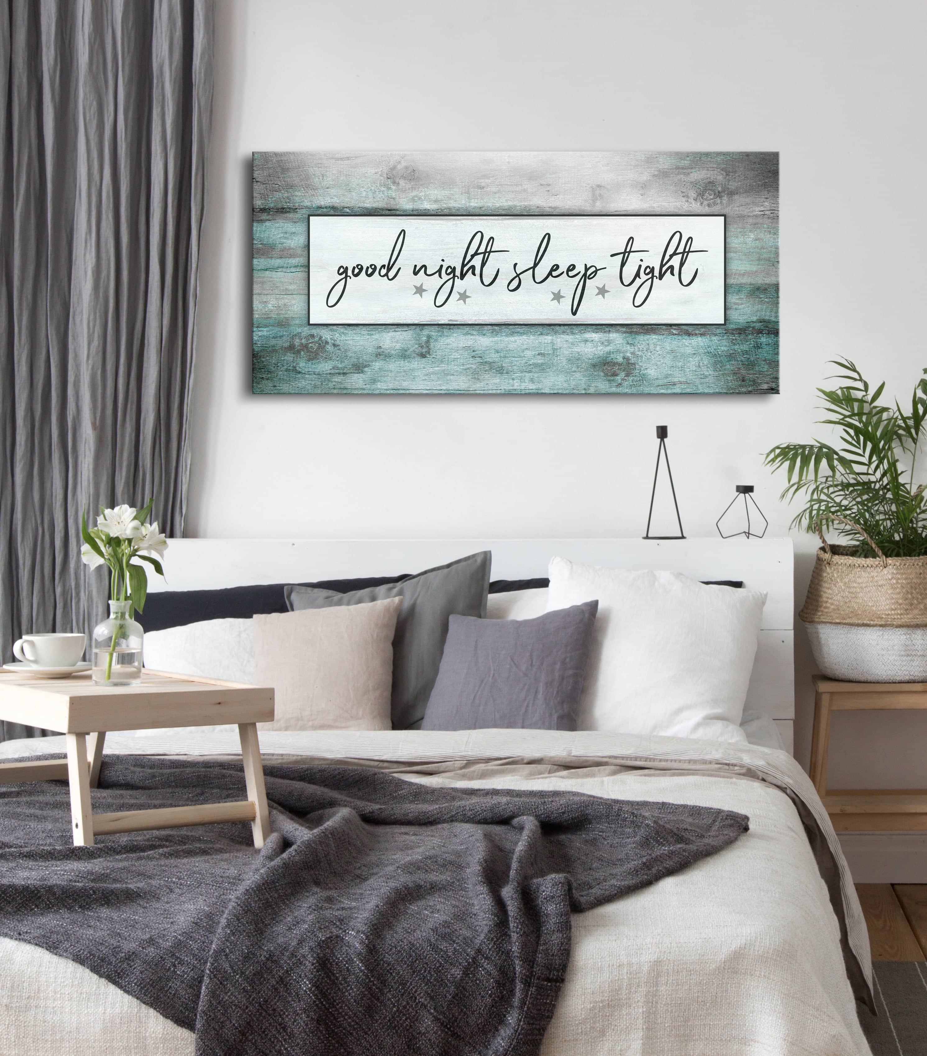 Exclusive Bedroom Wall Art: 'Good night Sleep tight' - Wood Frame, Ready To Hang! Buy 2, Save 20%