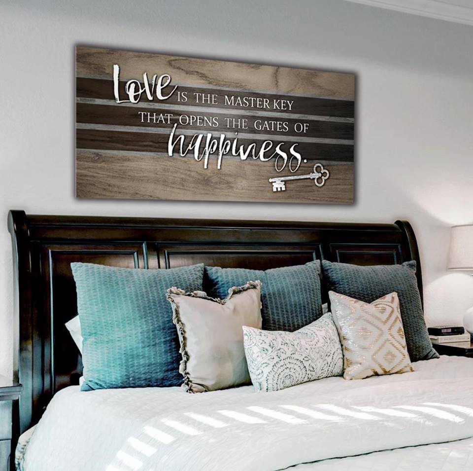 Limited Time Offer! High - Quality Couples Wall Art: Love Is The Master Key (Ready - To - Hang Wood Frame)