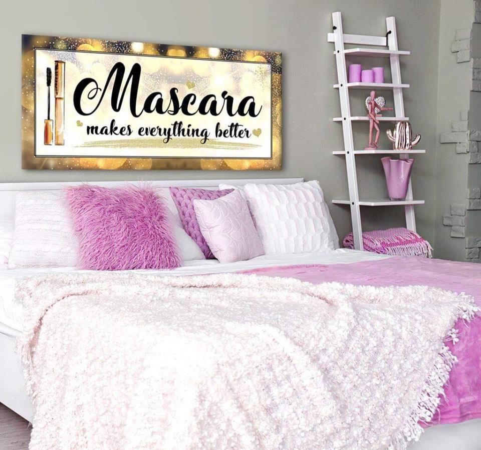 High - Quality Teen Wall Art: Mascara Magic in Wood Frame, Ready to Hang