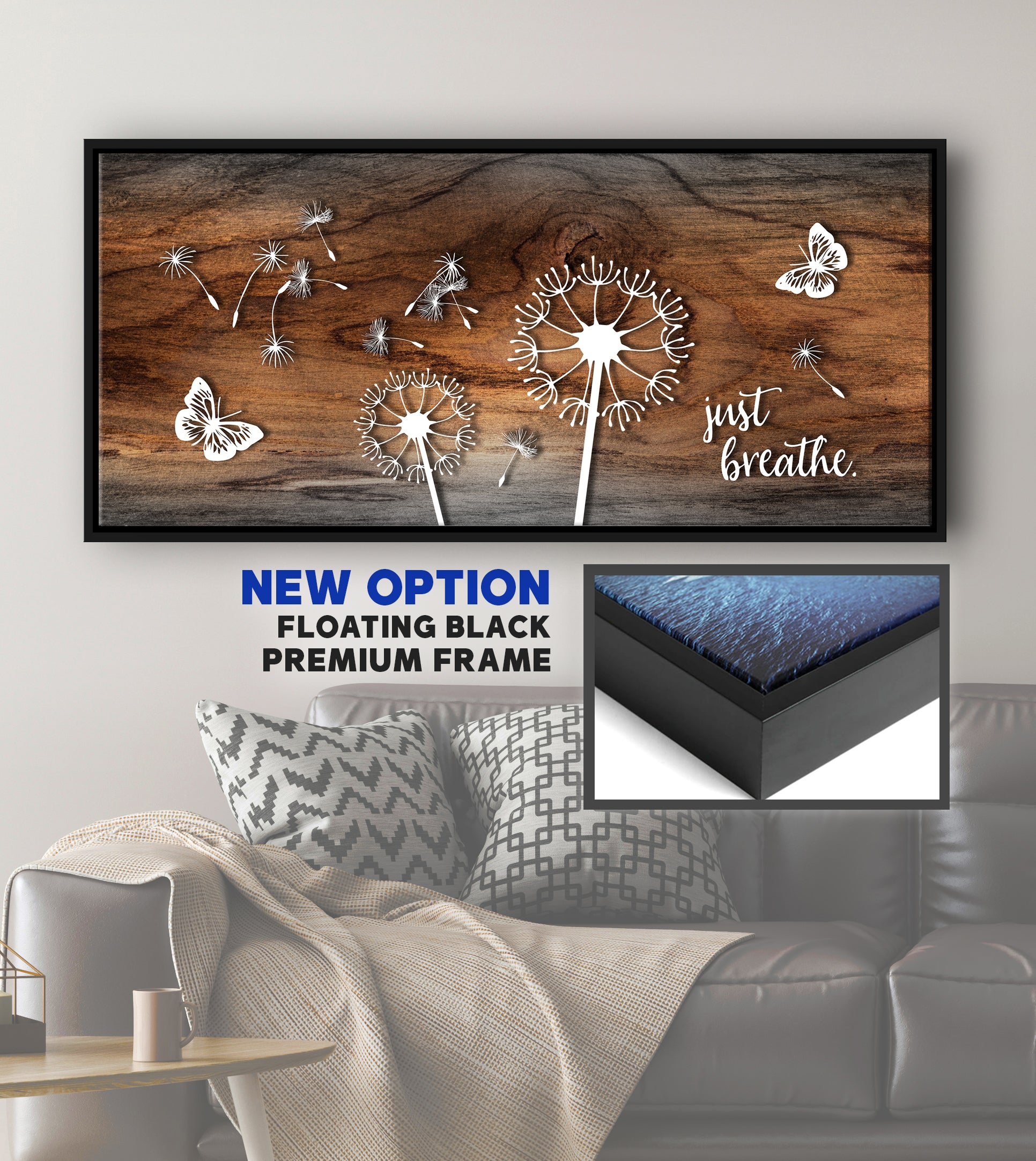 Exclusive Home Wall Art: 'Just Breathe V6' with Wood Frame, Ready to Hang - Buy 2 Save 20%