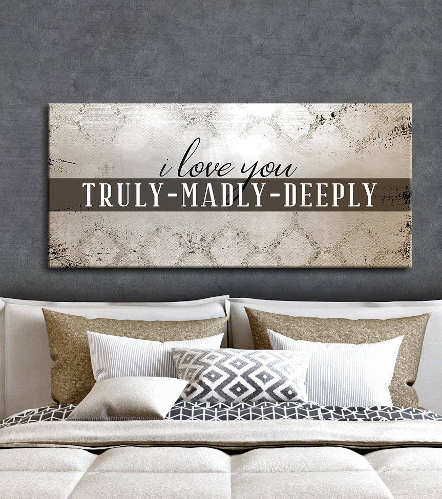 High - quality Wood - framed Couples Wall Art: I Love You Deeply & Truly