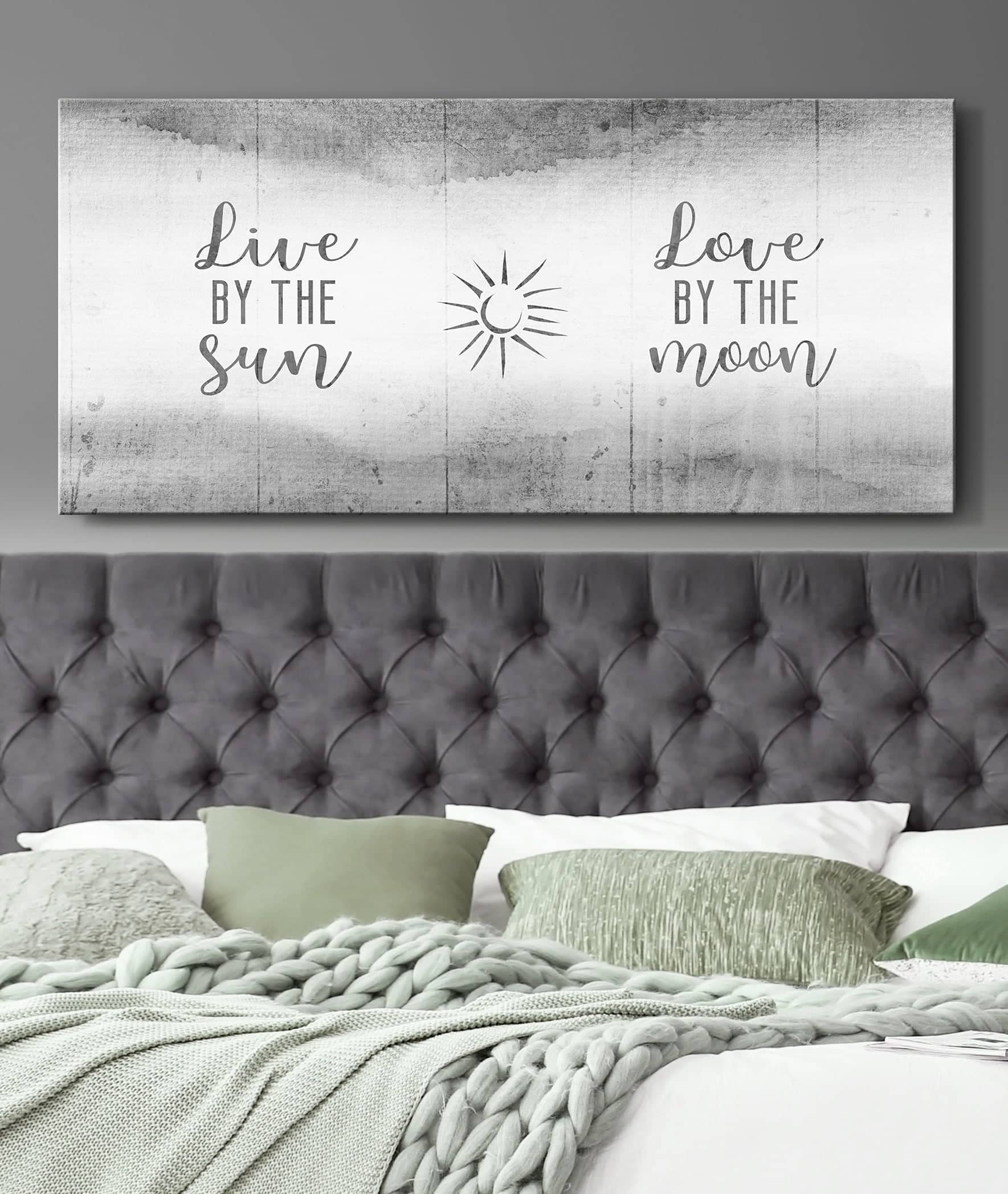 Hot Deal! Bedroom Wall Art - Live By The Sun Love By The Moon V4 (Wood Frame, Ready To Hang)
