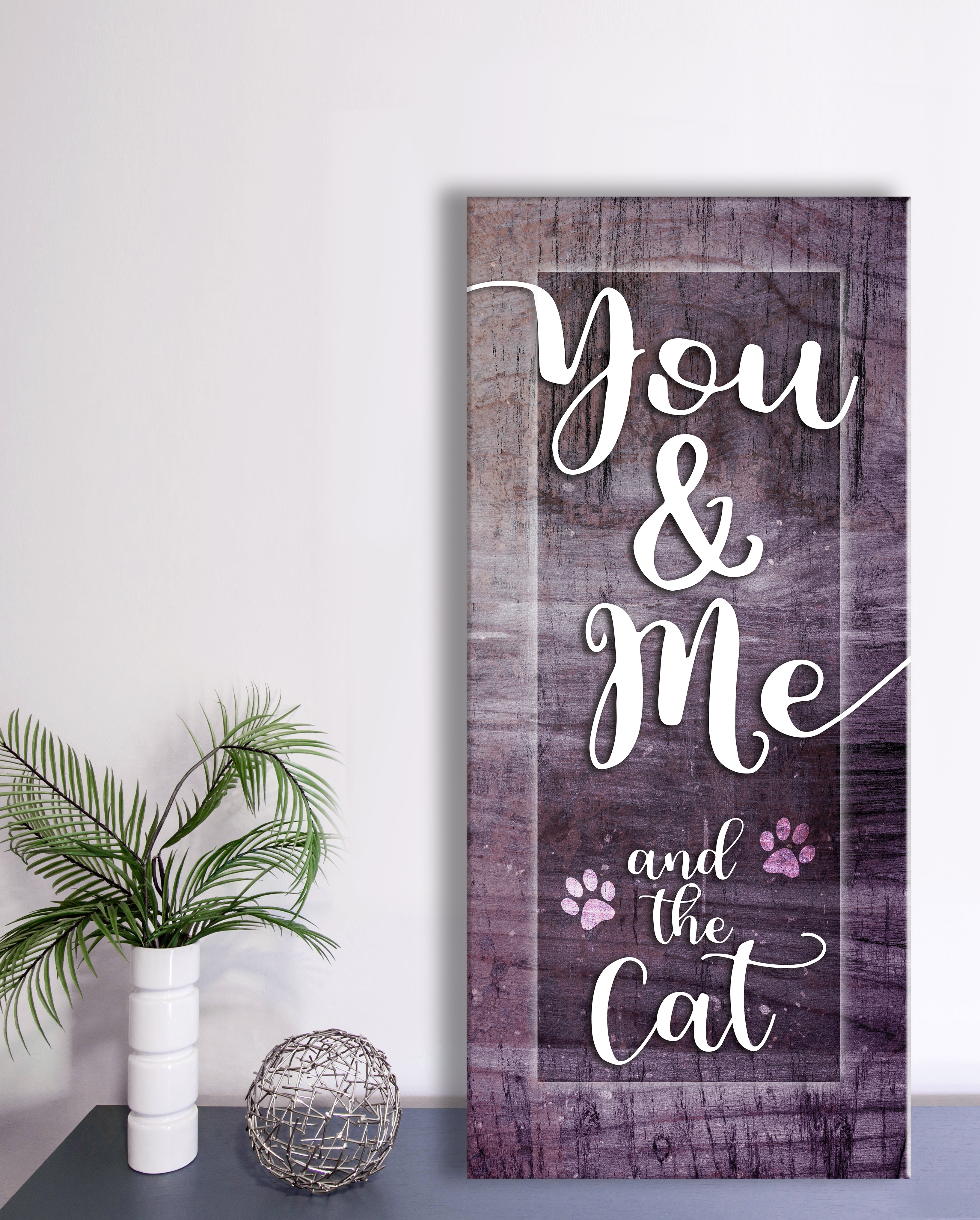 High - Quality Wood - Framed You Me And The Cat V7 Pet Wall Art Ready To Hang