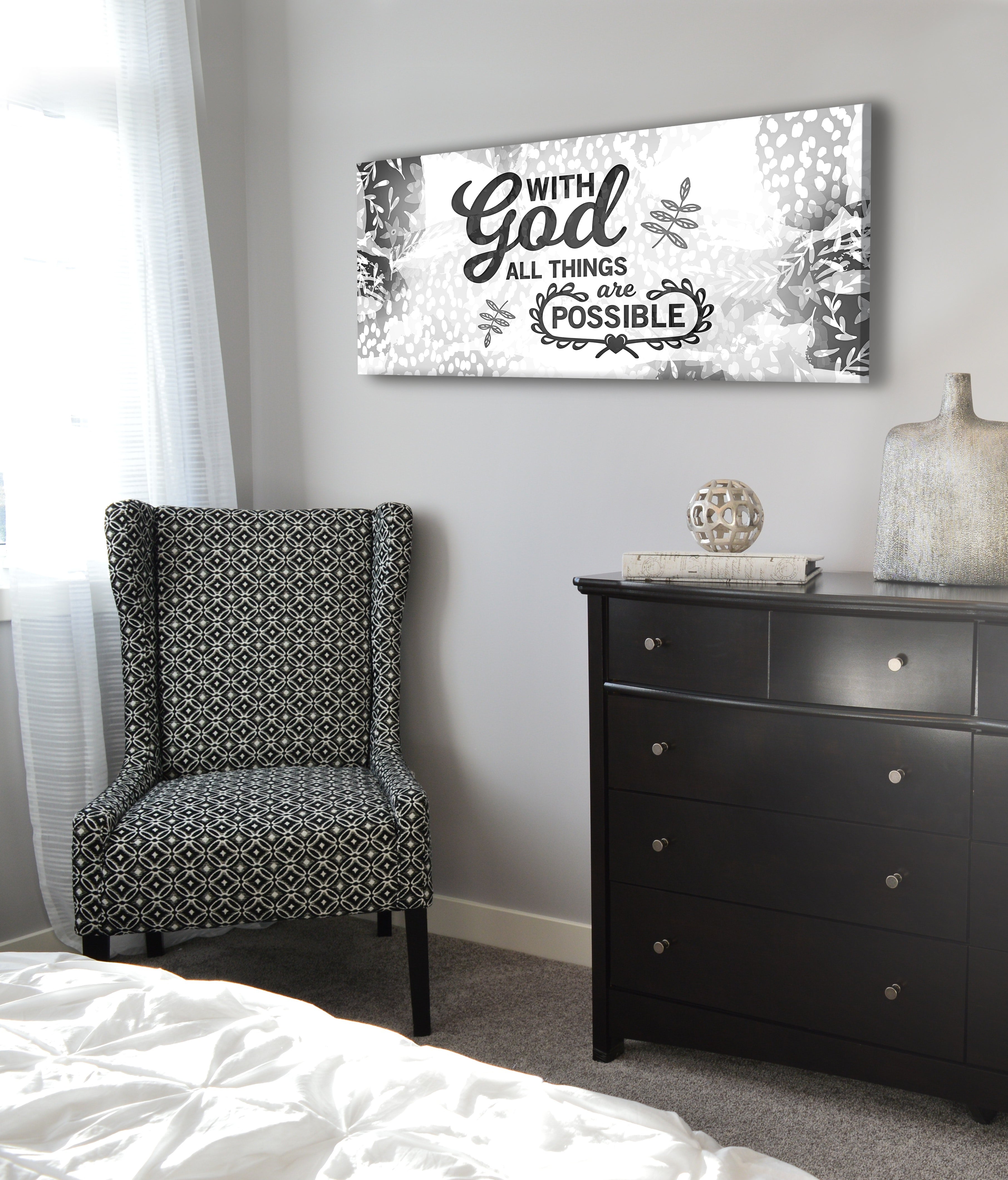 Christian Wall Art - 'With God All Things Are Possible' Wood Frame Ready-to-Hang, Buy 2 Save 20%