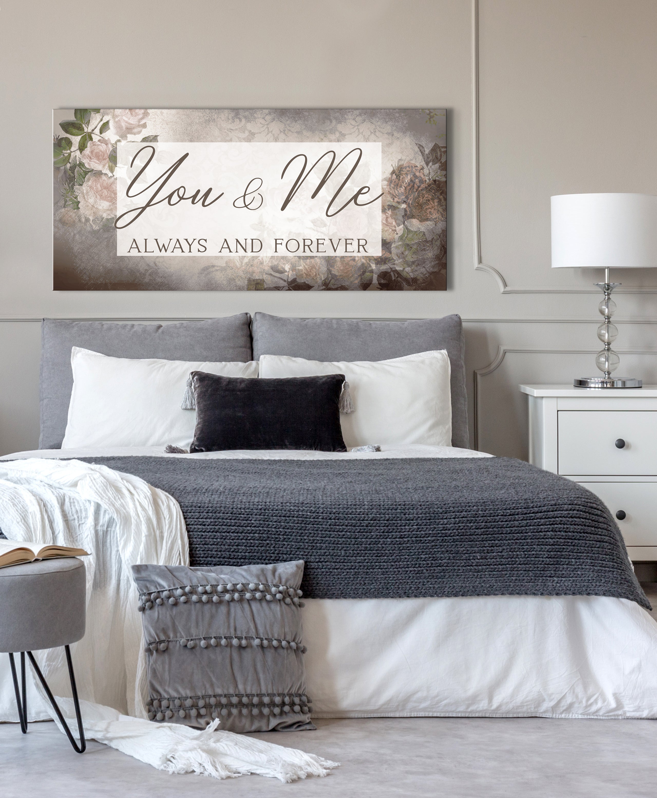 Exclusive Couples Wall Art - 'You And Me Always And Forever V2' with Wood Frame, Ready To Hang!