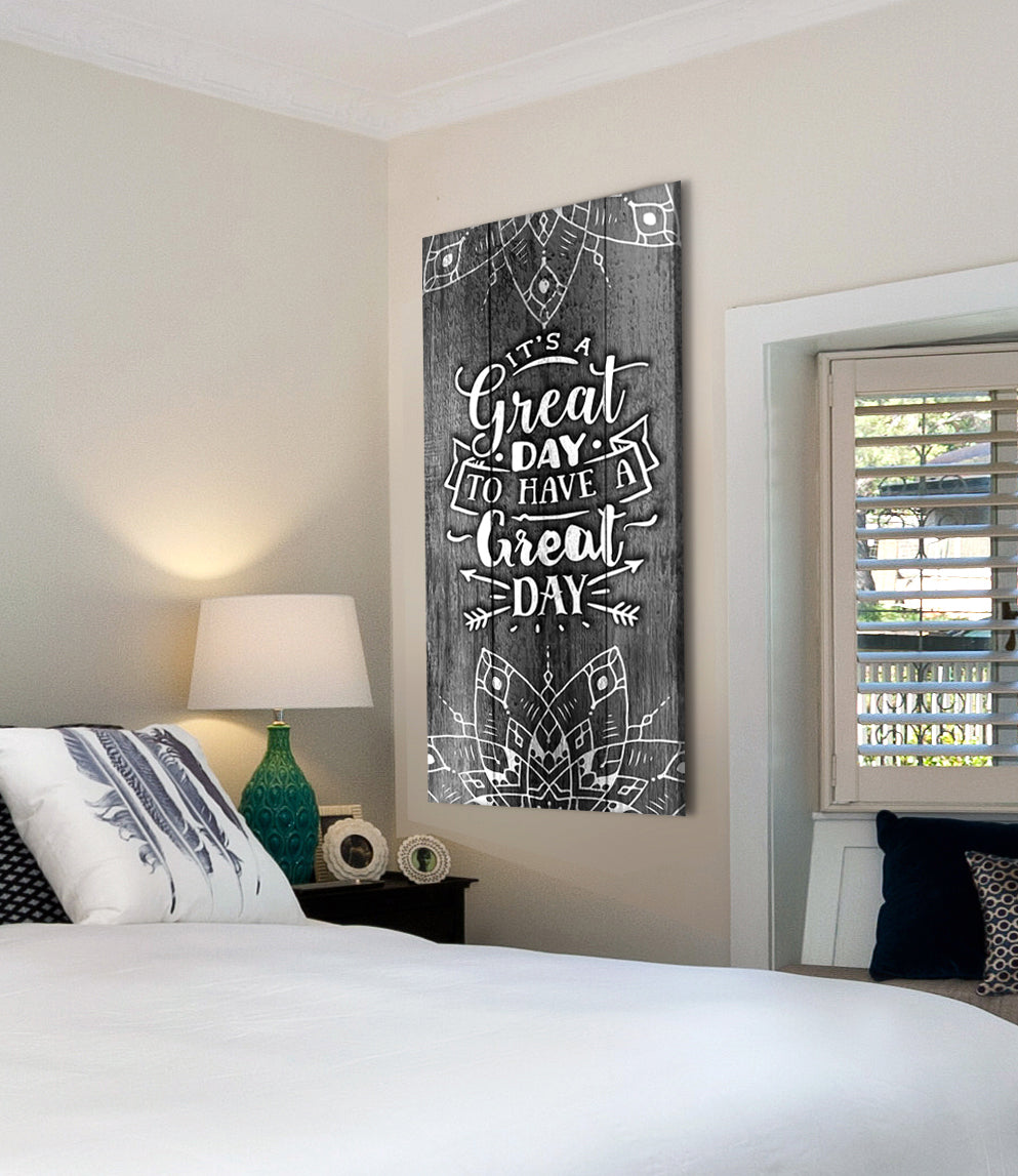 Boho Home Wall Art: 'It's a Great Day' - Wood Frame, Ready to Hang! Buy 2, Save 20%