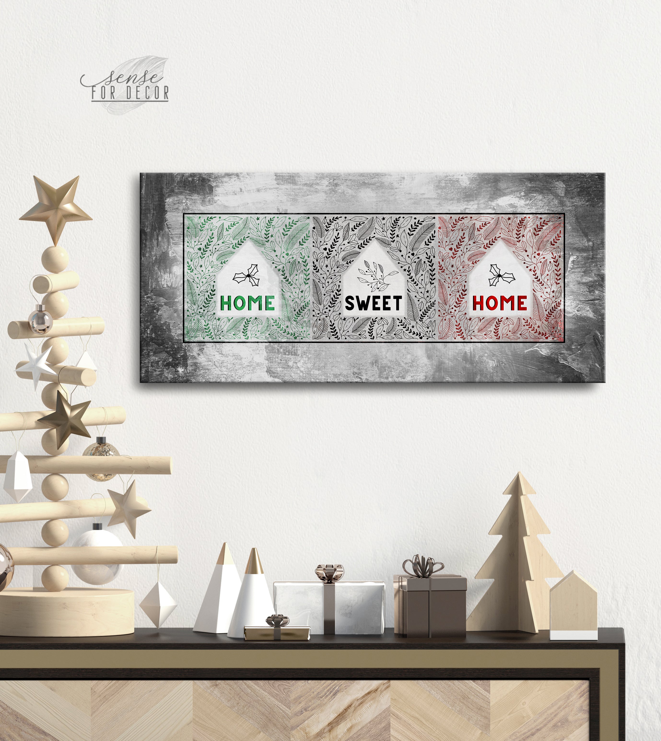 Exclusive Holiday Wall Art - 'Home Sweet Home' with Wood Frame, Ready to Hang! Buy 2, Save 20%