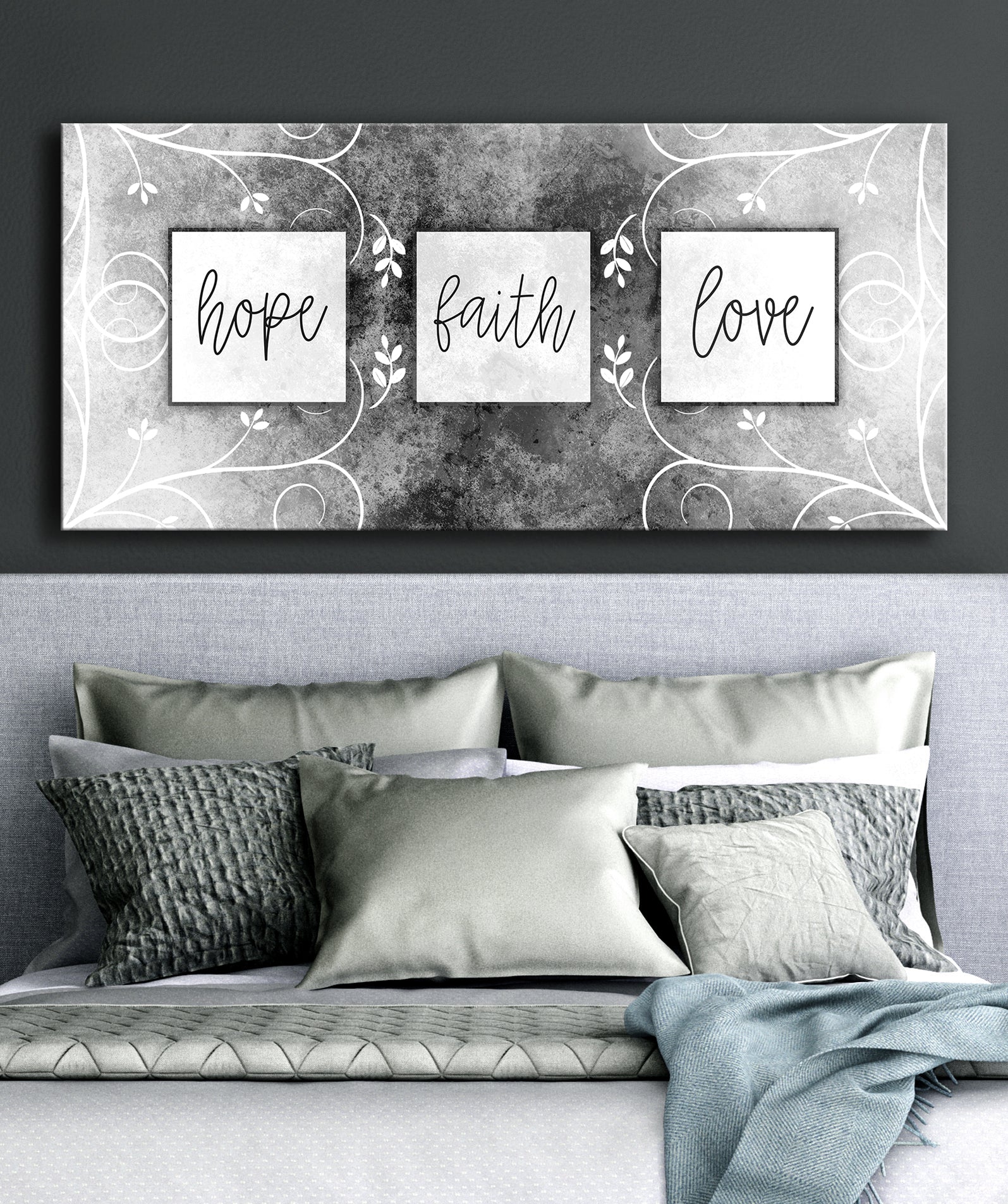 Exclusive Christian Wall Art - Hope, Faith, Love in Wood Frame, Ready to Hang! Buy 2 Save 20%
