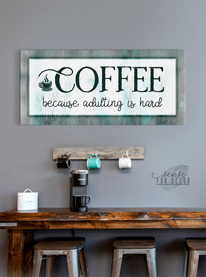 Hot Coffee Wall Art with Wood Frame (Ready to Hang) - Adulting Made Easier!