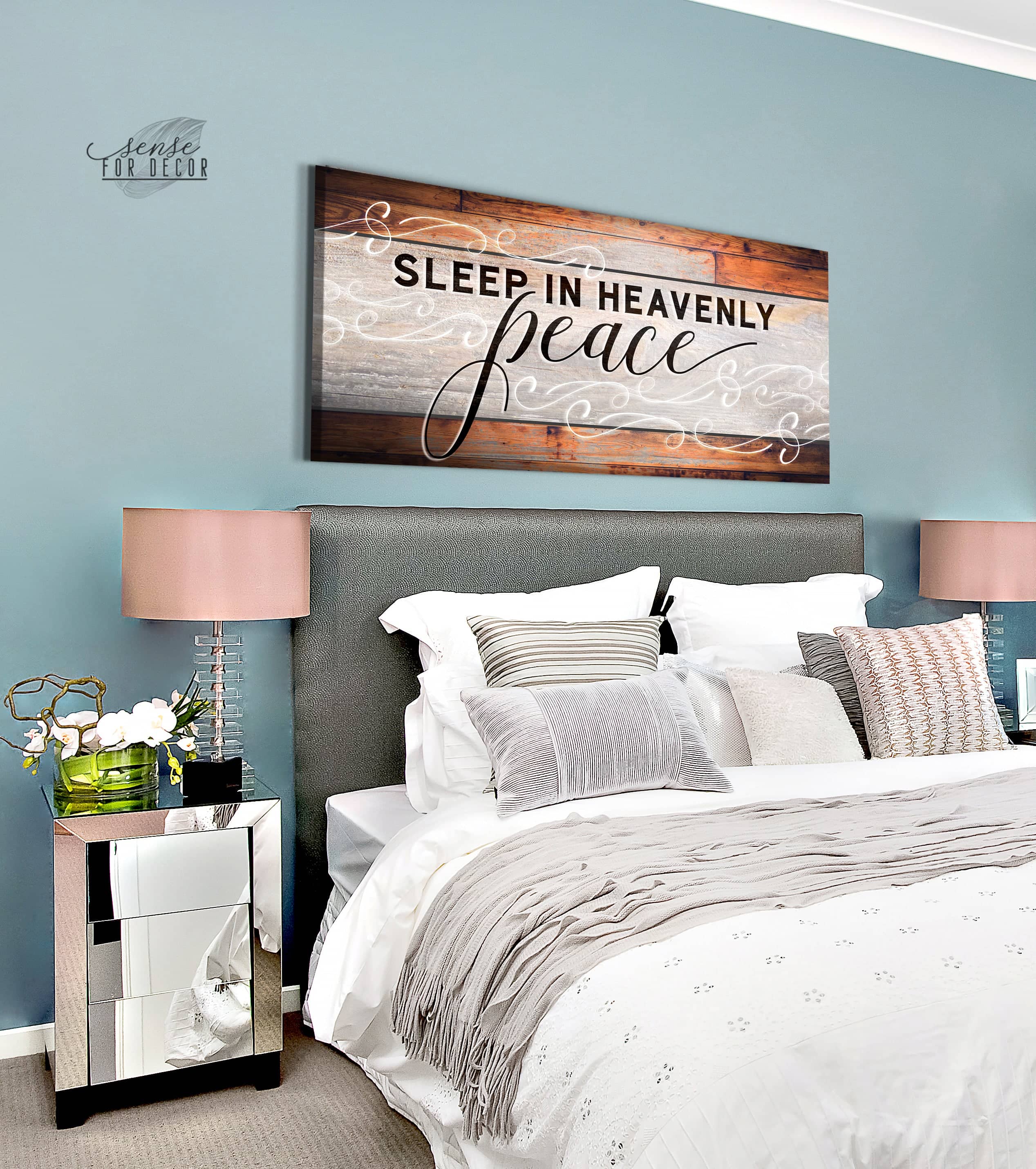 Heavenly Peace Bedroom Wall Art V2: High - Quality Wood Frame, Ready to Hang