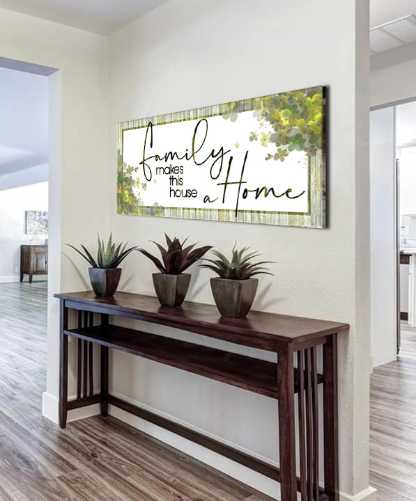 Family Wall Decor: 'Family Makes This House A Home' V3 with Wood Frame, Ready to Hang - Buy 2 Save 20%