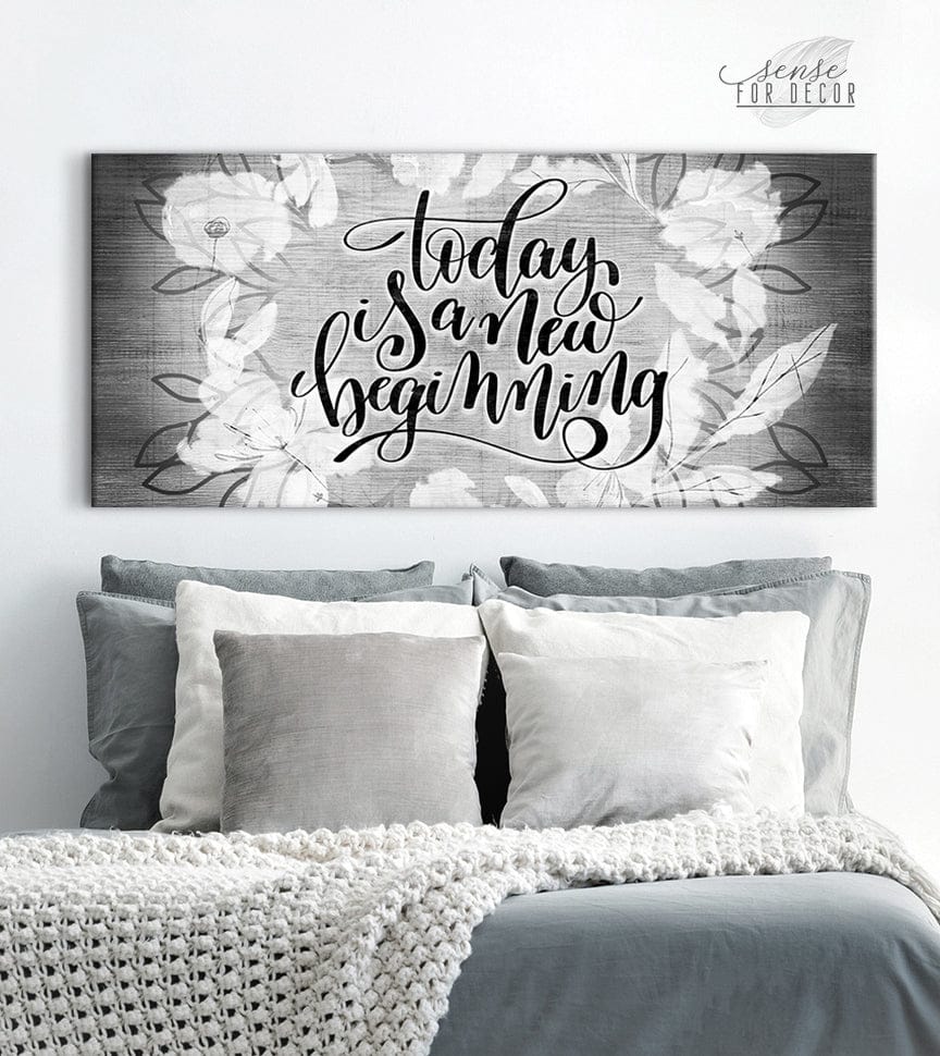 Exclusive Offer! Inspiring Wall Art - 'Today is a New Beginning' with Wood Frame, Ready to Hang