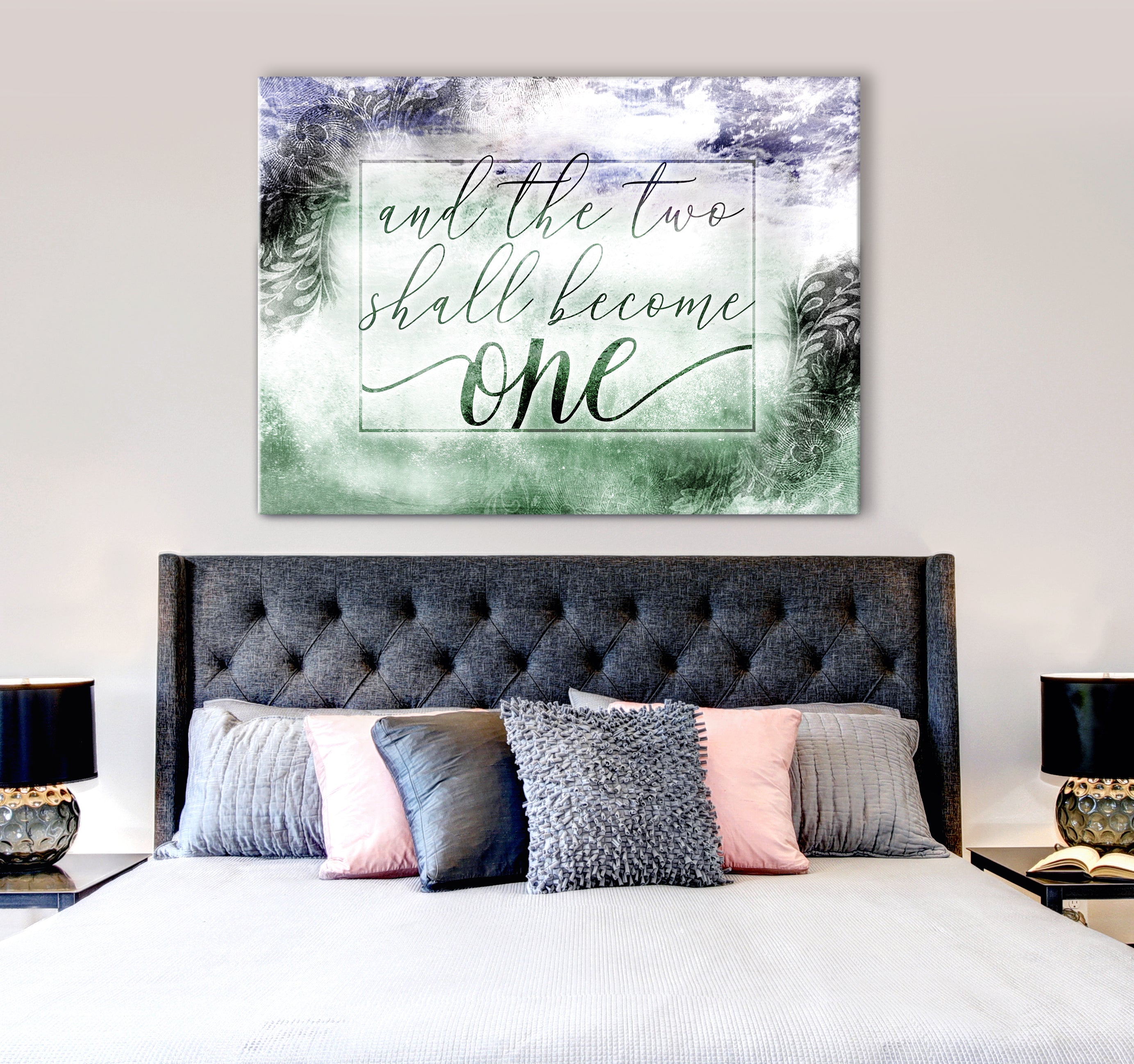Exclusive! Couples Wall Art: 'Two Shall Become One' V3 (Ready-to-Hang Wood Frame)