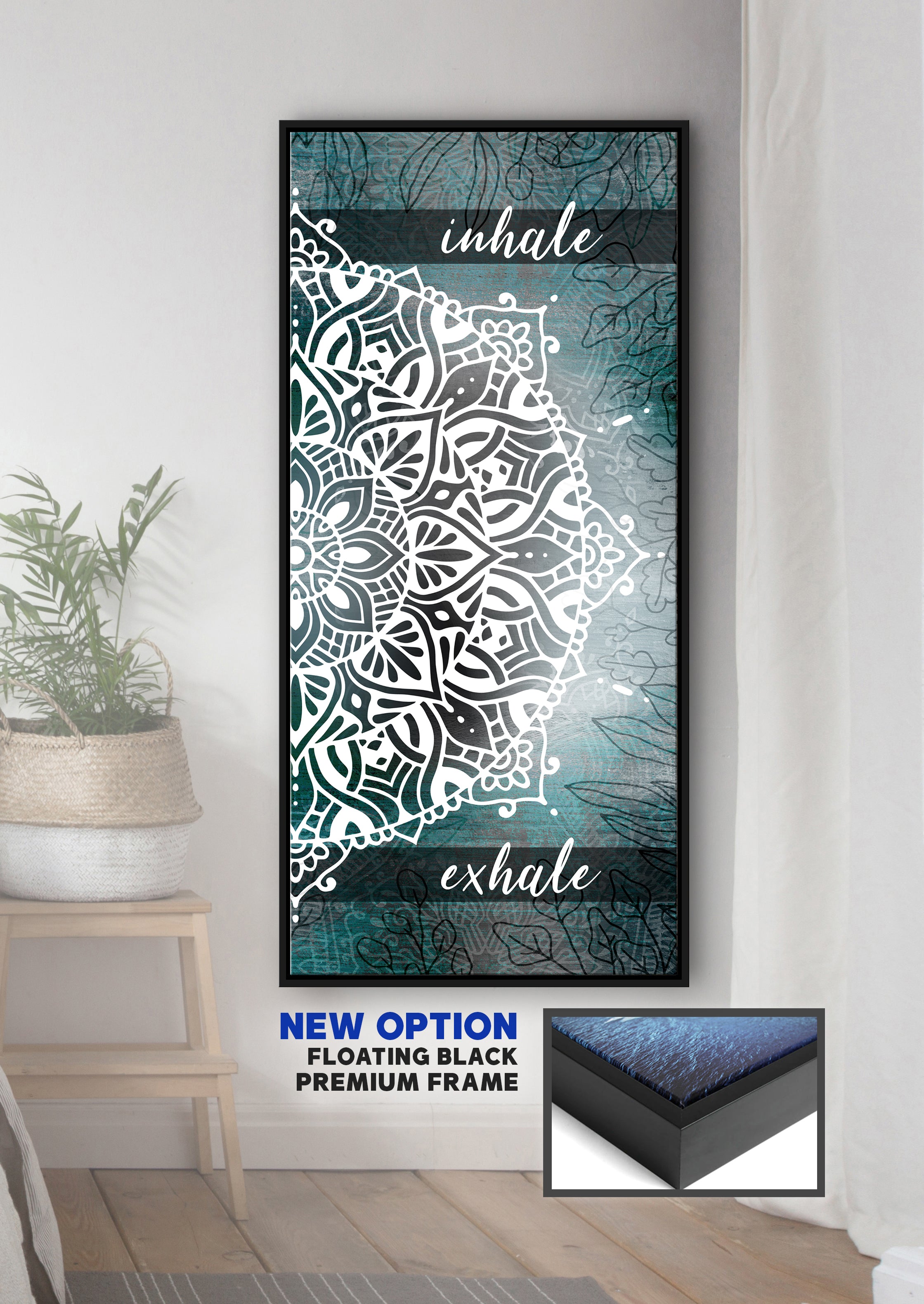 Hot Sale! Boho Inhale Exhale Wall Art V3 with Wood Frame, Ready to Hang for Your Home