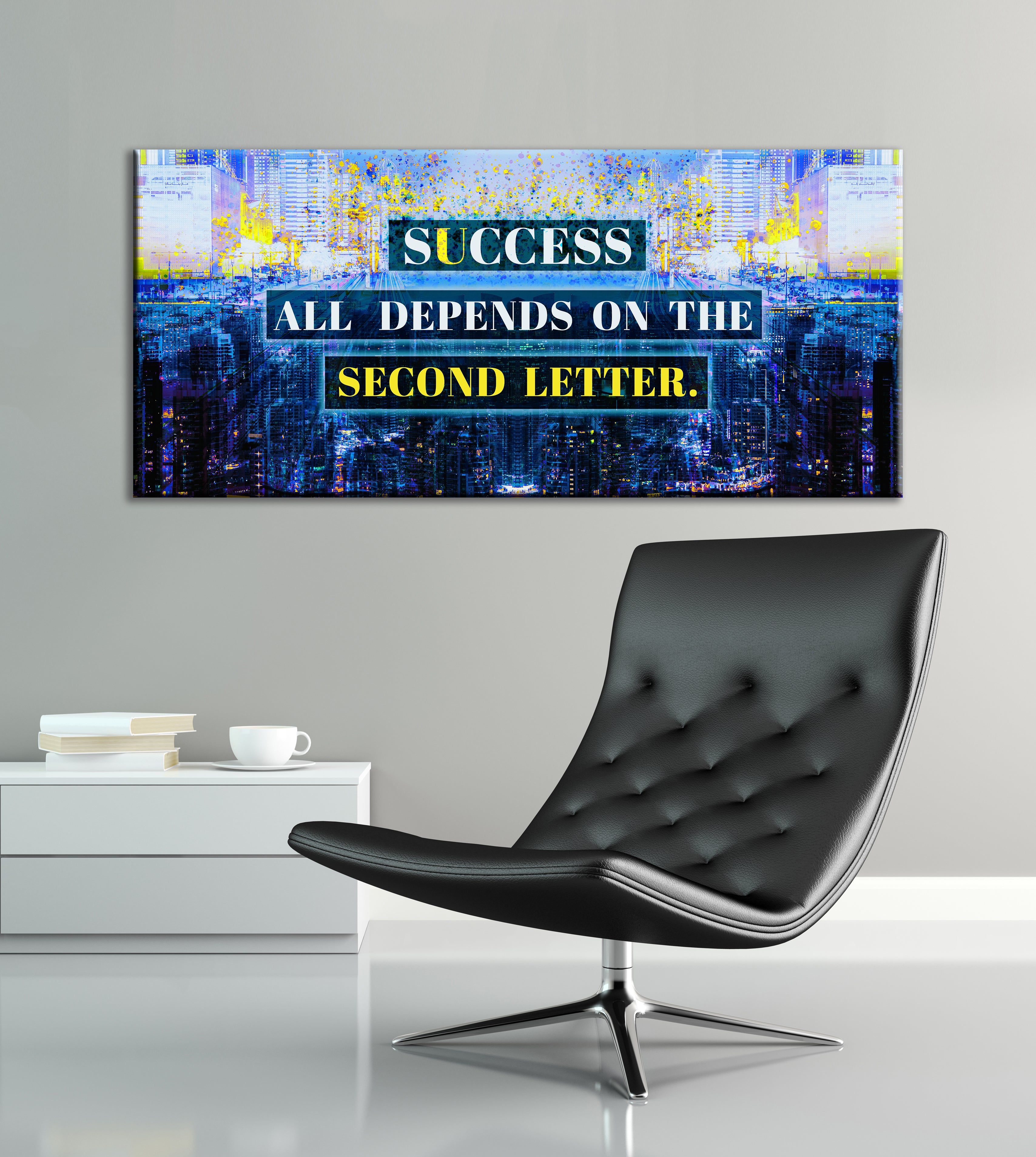 Business Wall Art: Success in the Second Letter (Wood Frame, Ready to Hang) - 20% Off on 2 Items!