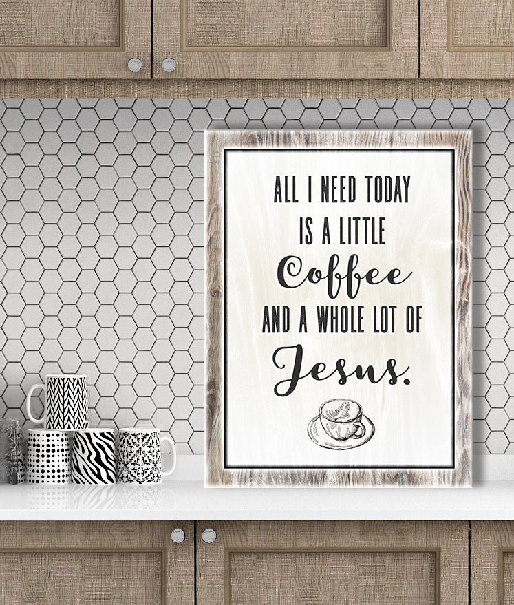 High - Quality Ready - To - Hang Coffee & Jesus Kitchen Wall Art with Wood Frame