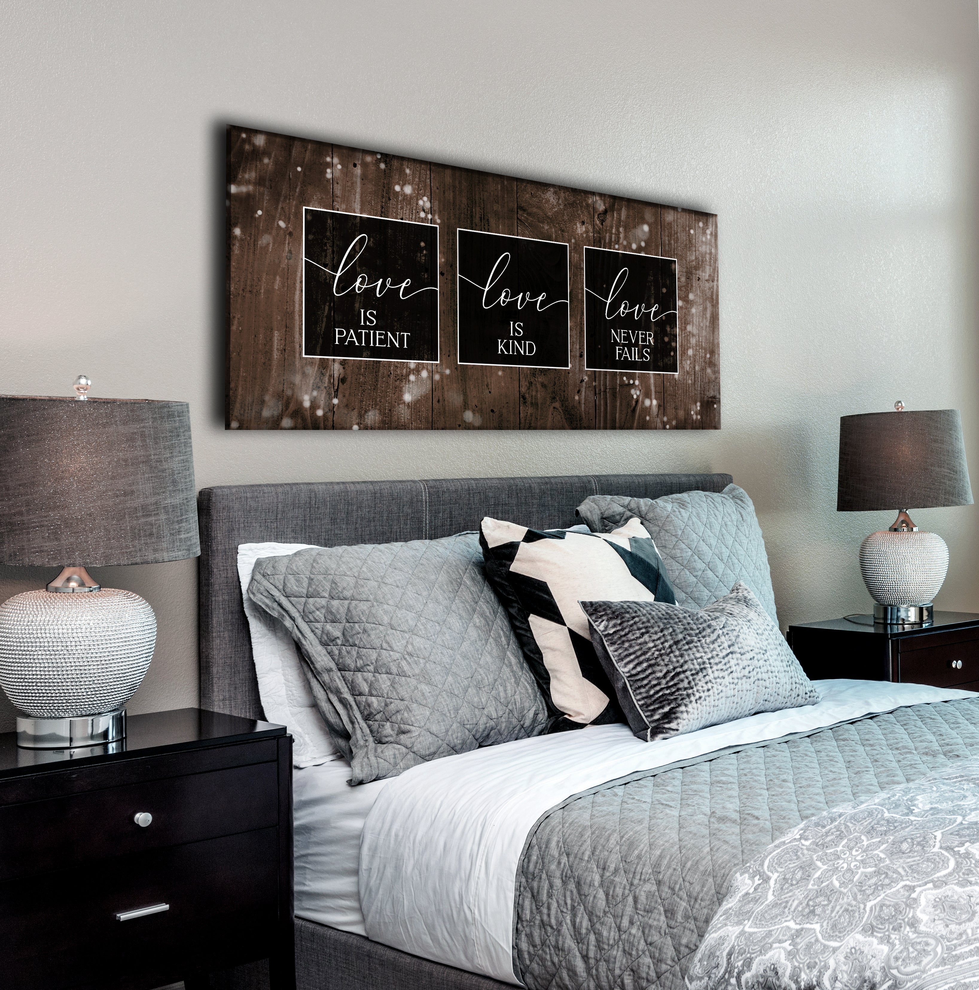 Limited Time Offer! Couples Wall Art - 'Love Is Patient Love Is Kind' with Wood Frame, Ready to Hang
