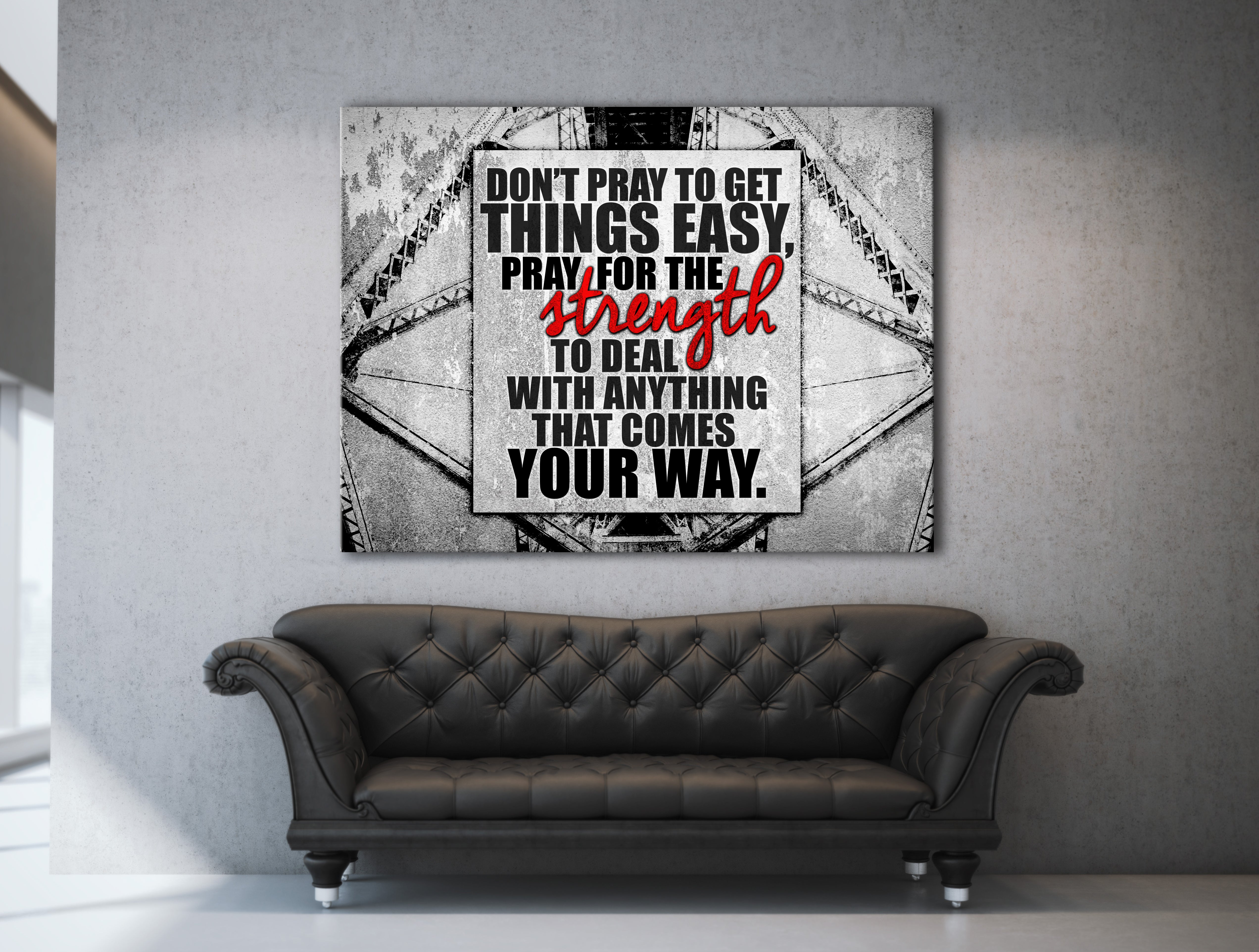 Exclusive Fitness Wall Art (Wood Frame, Ready To Hang): 'Don't Pray for Easy Things'