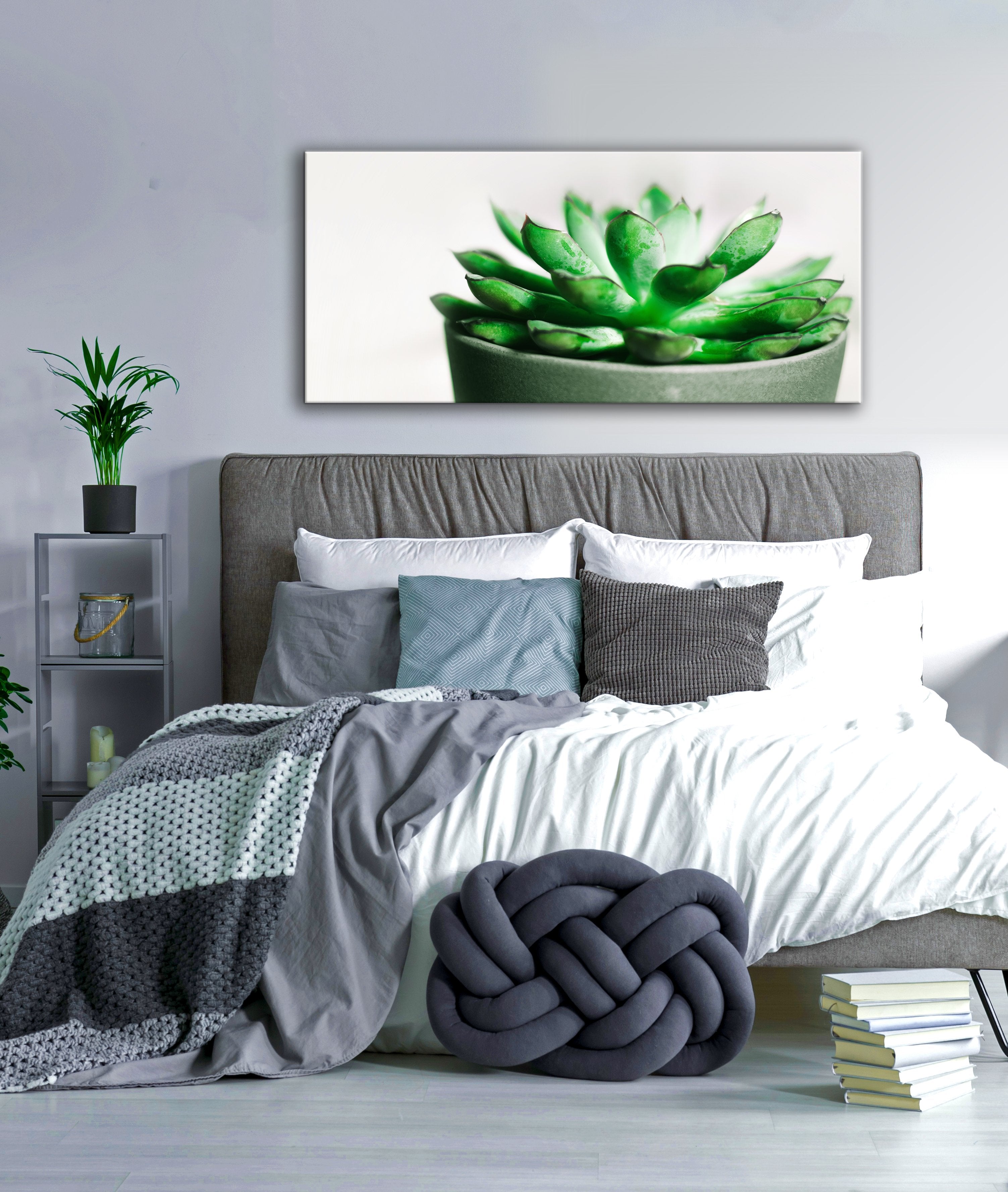 Ready-to-Hang Big Succulent Plant Wall Art with Wood Frame